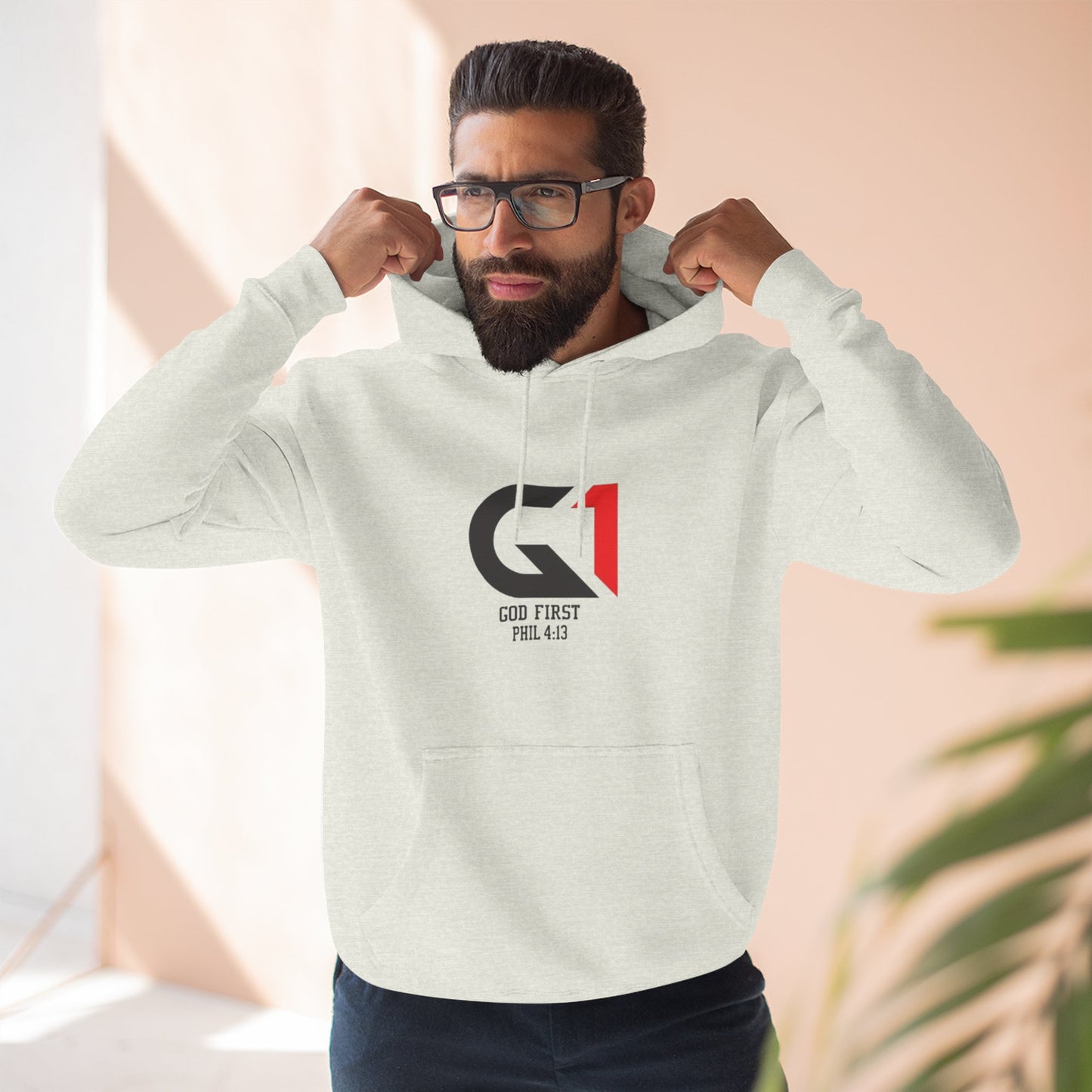 God First Three-Panel Fleece Hoodie - Casual Wear, Inspirational Sweatshirt, Soft Pullover, Faith-Based Apparel, Religious