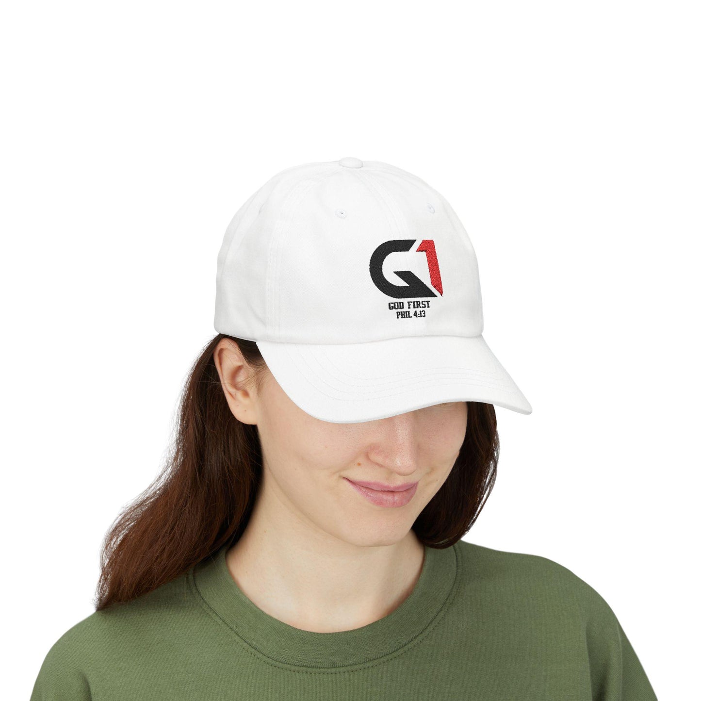 Inspirational Classic Dad Cap - 'God First' with Philippians 4:13