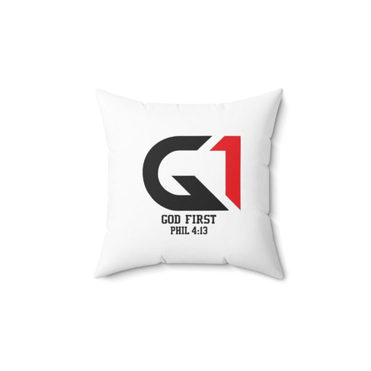 Inspirational Square Pillow - "God First" Design, Philippians 4:13