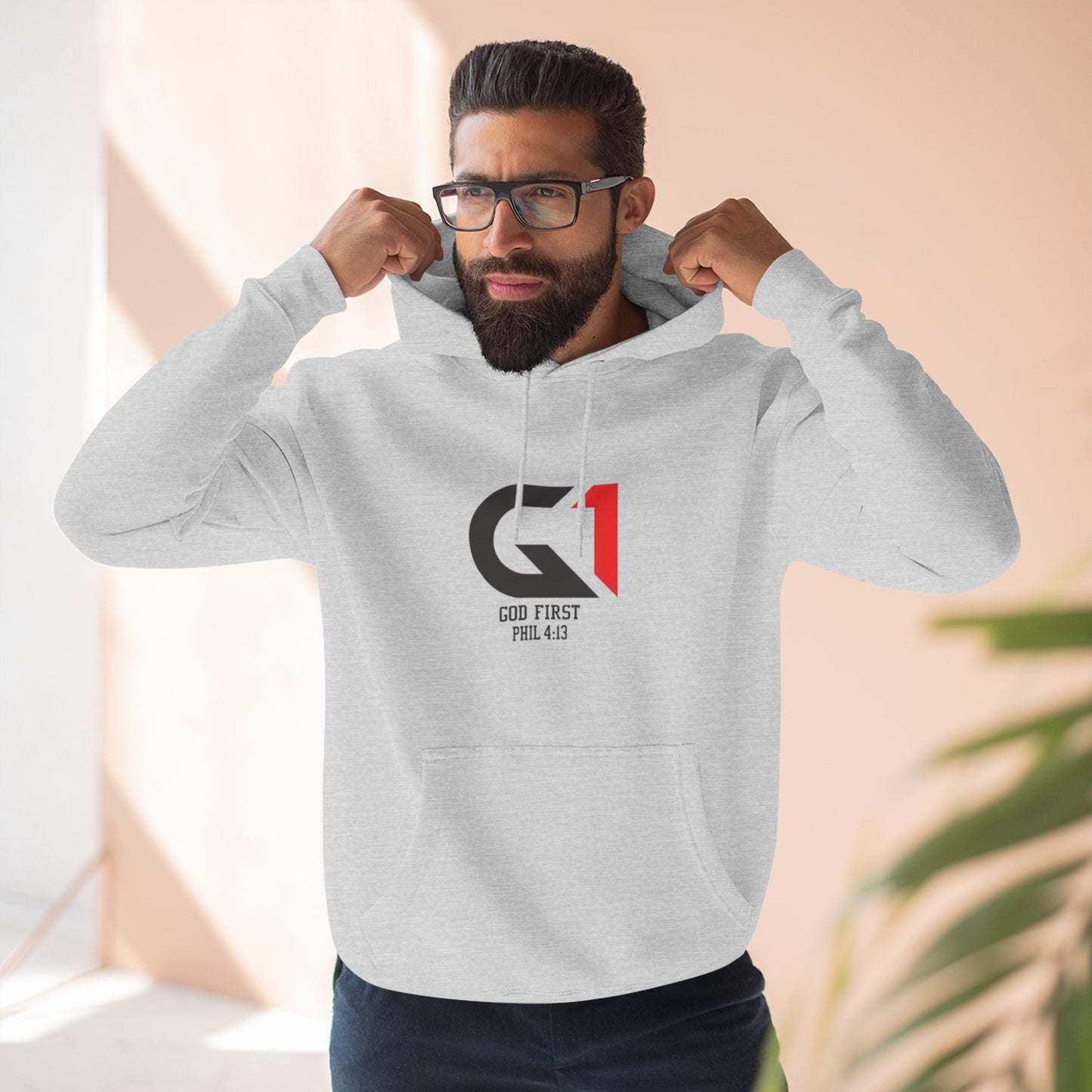 God First Three-Panel Fleece Hoodie - Casual Wear, Inspirational Sweatshirt, Soft Pullover, Faith-Based Apparel, Religious