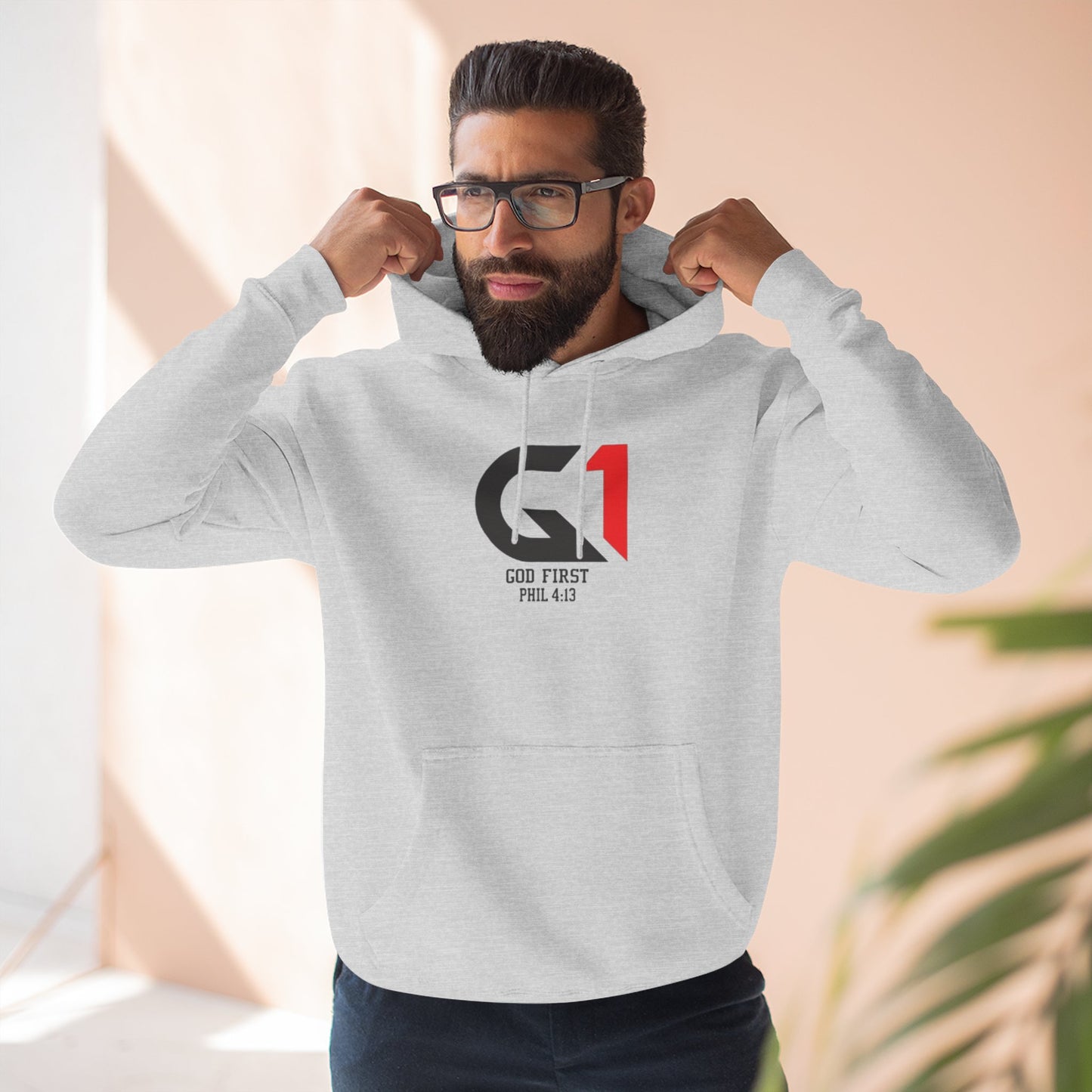 God First Three-Panel Fleece Hoodie - Casual Wear, Inspirational Sweatshirt, Soft Pullover, Faith-Based Apparel, Religious
