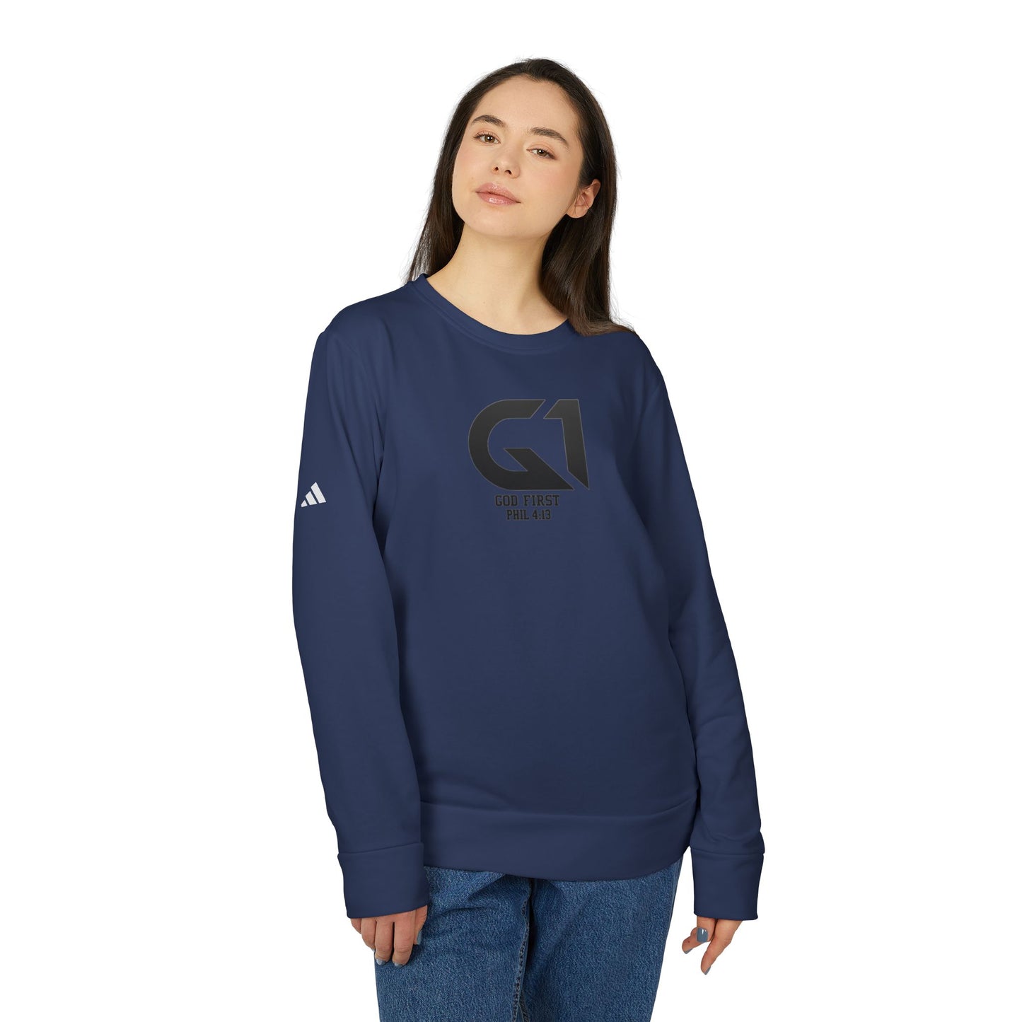 Unisex Fleece Crewneck Sweatshirt - God First, Faith Apparel, Comfort Wear, Inspirational Gift, Casual Fashion