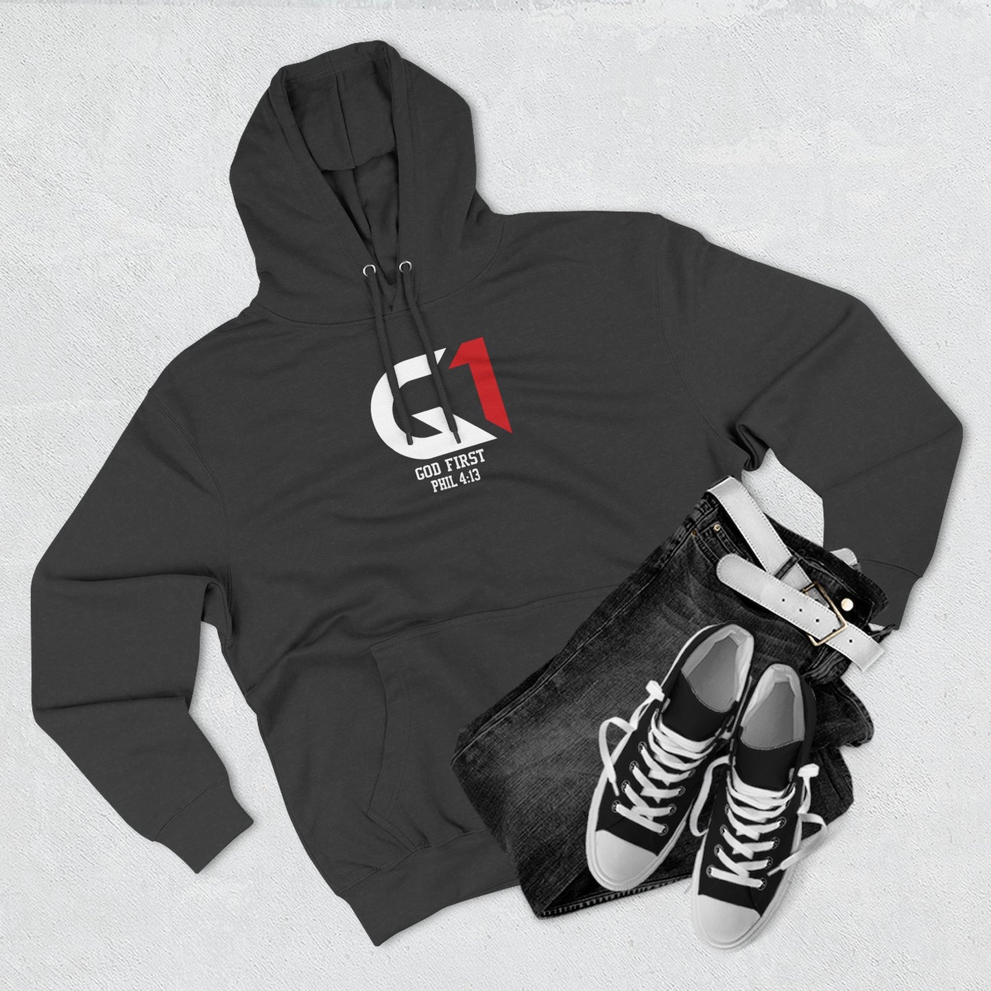 Inspirational God First Hoodie, Fleece Sweatshirt, Casual Streetwear, Gift for Believers, Comfy Layering Piece