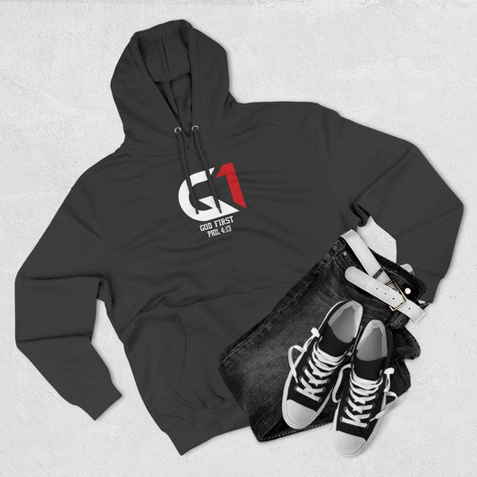 Inspirational God First Hoodie, Fleece Sweatshirt, Casual Streetwear, Gift for Believers, Comfy Layering Piece