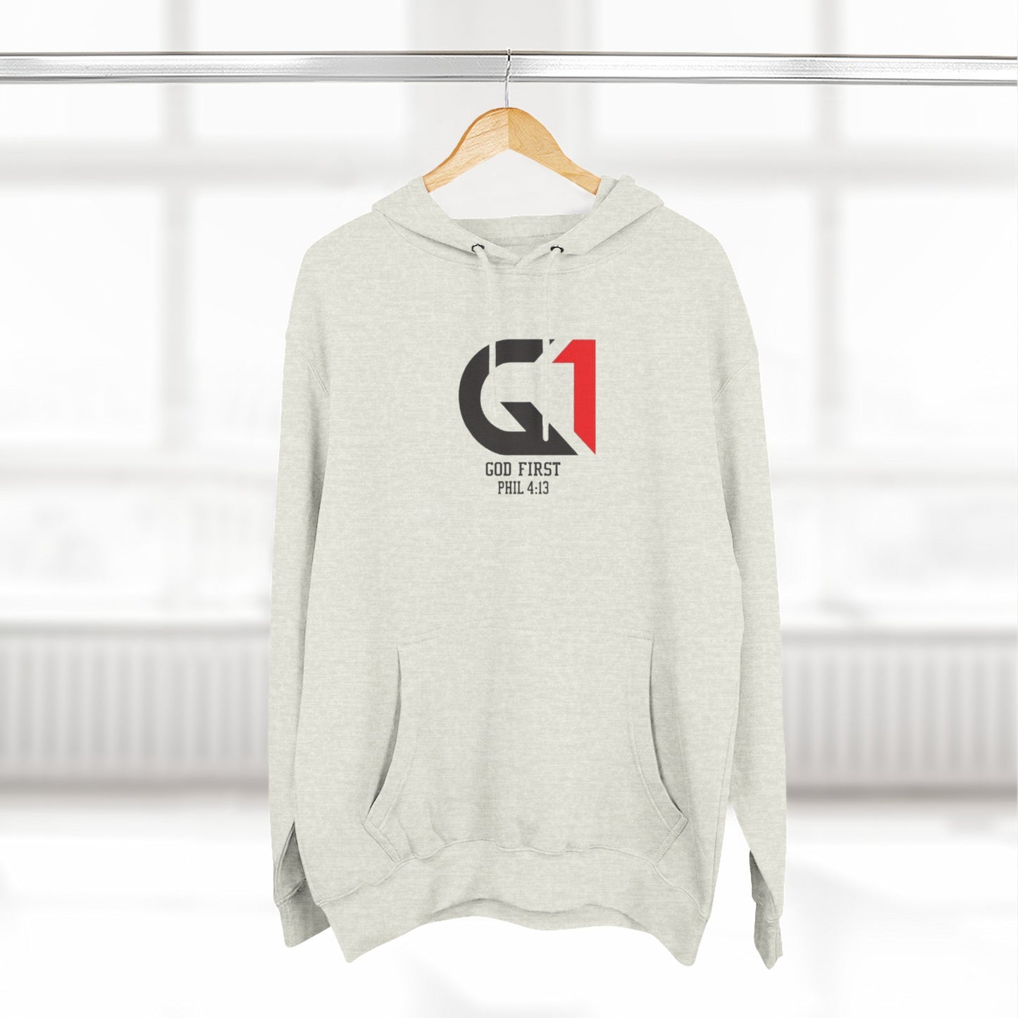 God First Three-Panel Fleece Hoodie - Casual Wear, Inspirational Sweatshirt, Soft Pullover, Faith-Based Apparel, Religious