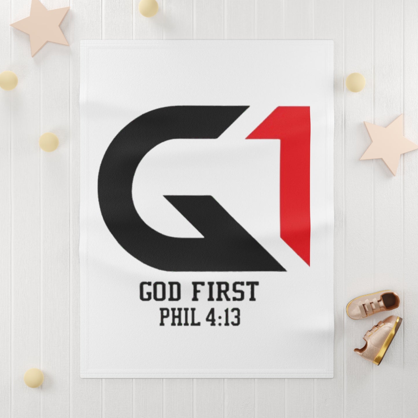 Inspirational Baby Blanket, God First Blanket, Fleece Nursery Blanket, Personalized Baby Gift, Baby Shower Keepsake