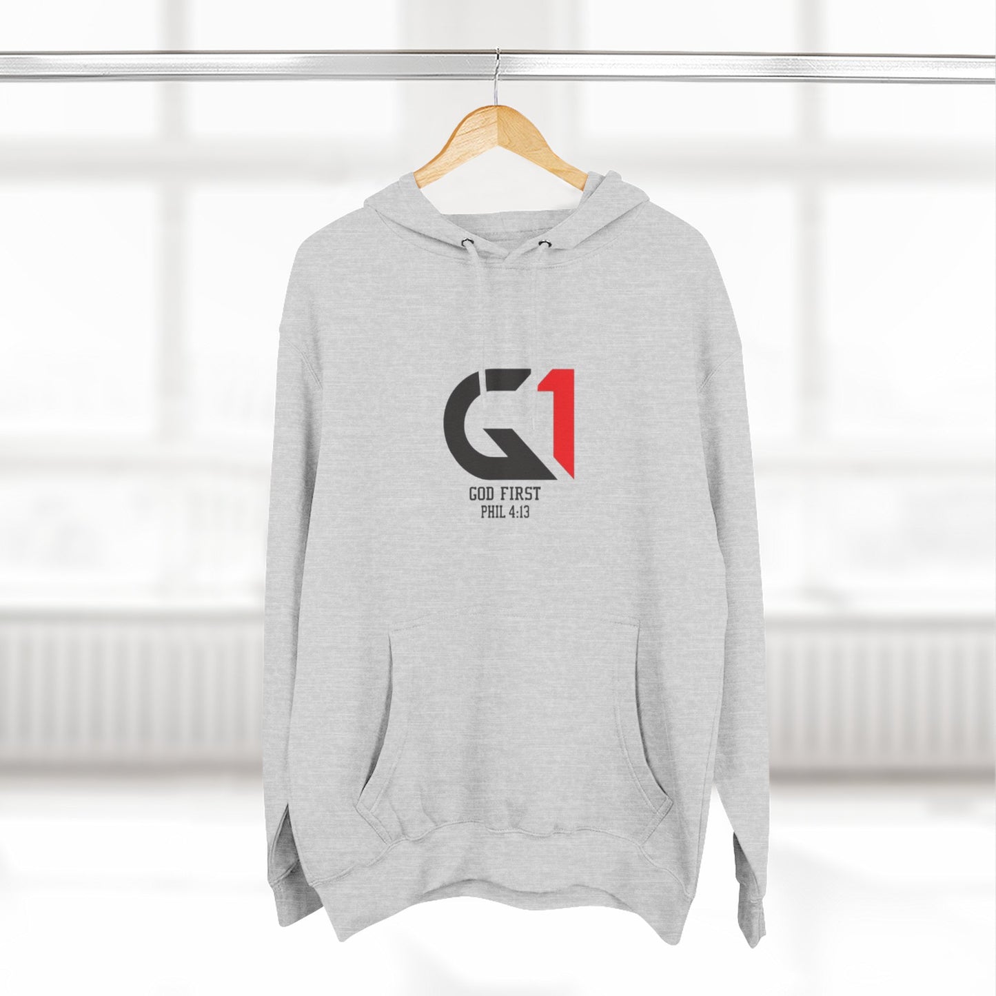 God First Three-Panel Fleece Hoodie - Casual Wear, Inspirational Sweatshirt, Soft Pullover, Faith-Based Apparel, Religious