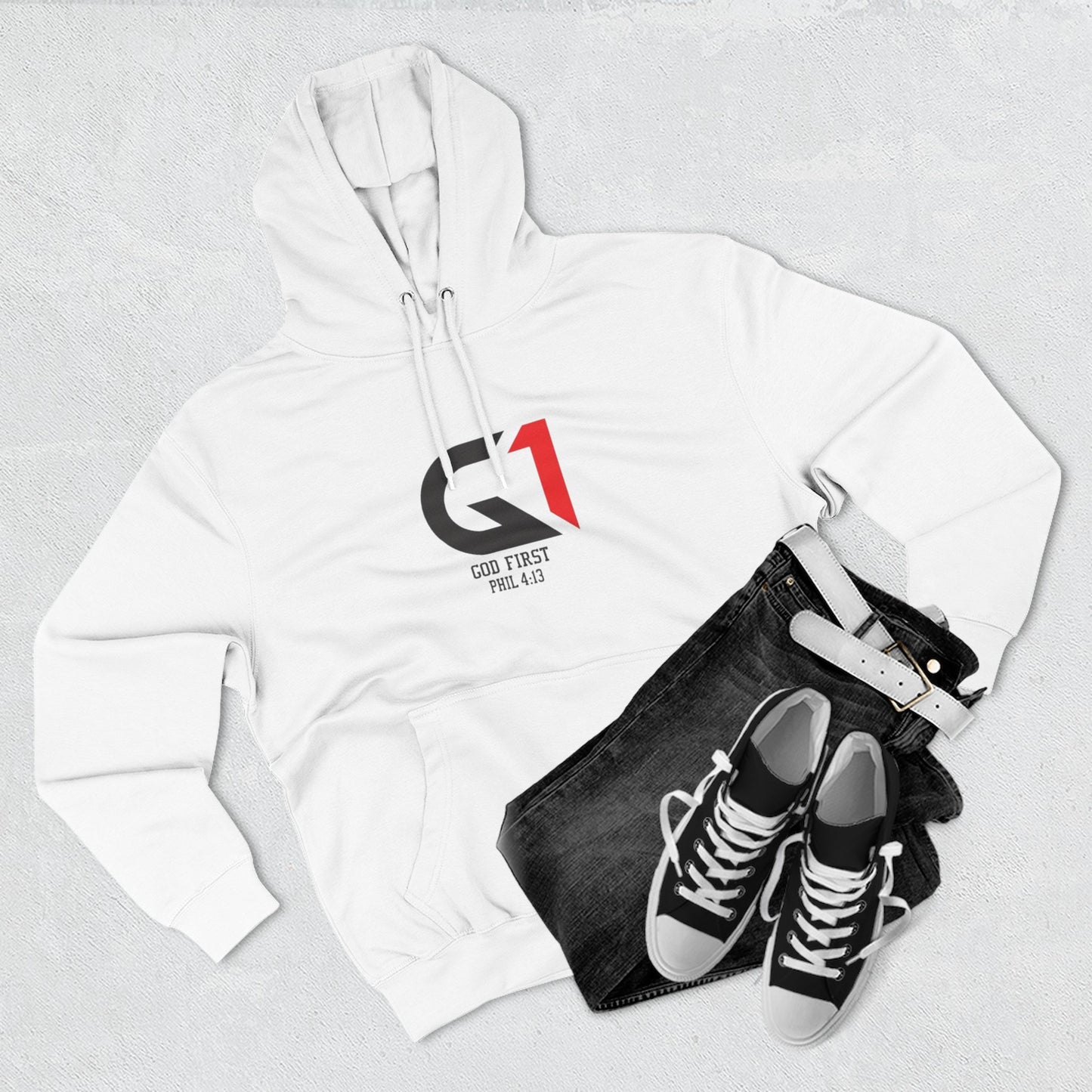 God First Three-Panel Fleece Hoodie - Casual Wear, Inspirational Sweatshirt, Soft Pullover, Faith-Based Apparel, Religious