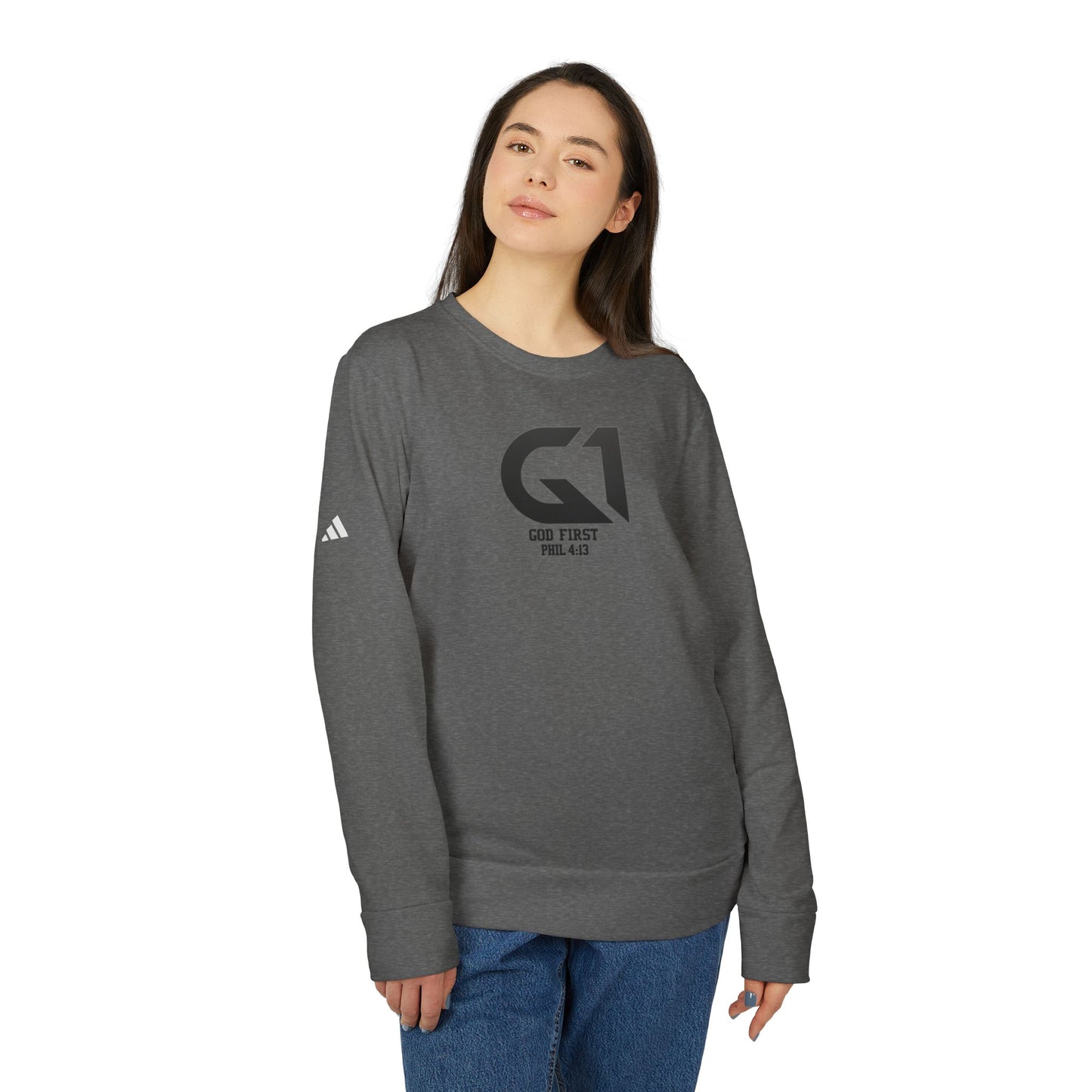 Unisex Fleece Crewneck Sweatshirt - God First, Faith Apparel, Comfort Wear, Inspirational Gift, Casual Fashion