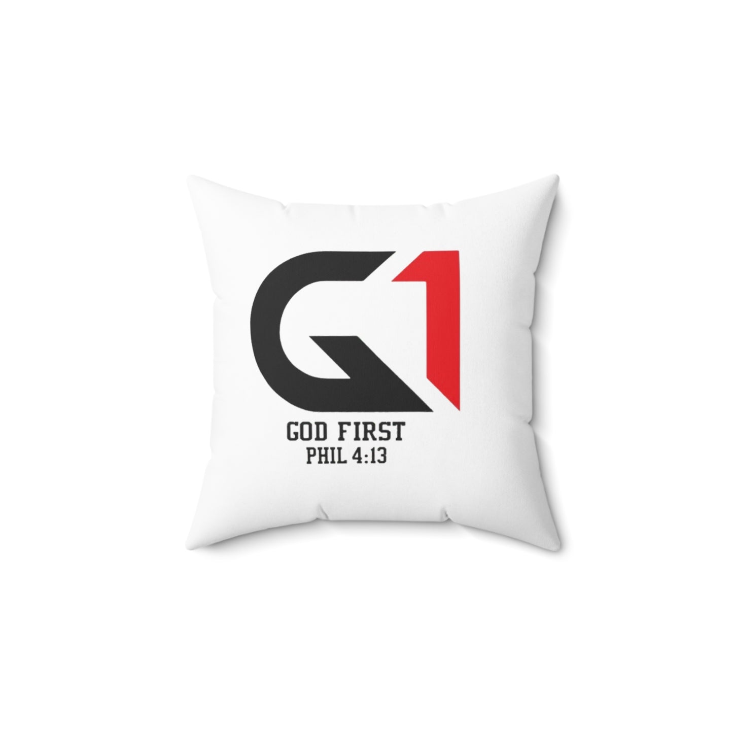 Inspirational Square Pillow - "God First" Design, Philippians 4:13