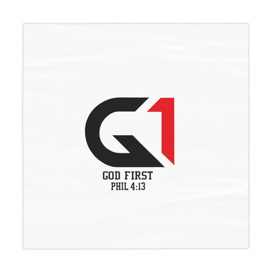 Inspirational Tablecloth, Motivational Dining Decor, God First Table Cover, Christian Home Accent, Religious Gathering Decor, [...]