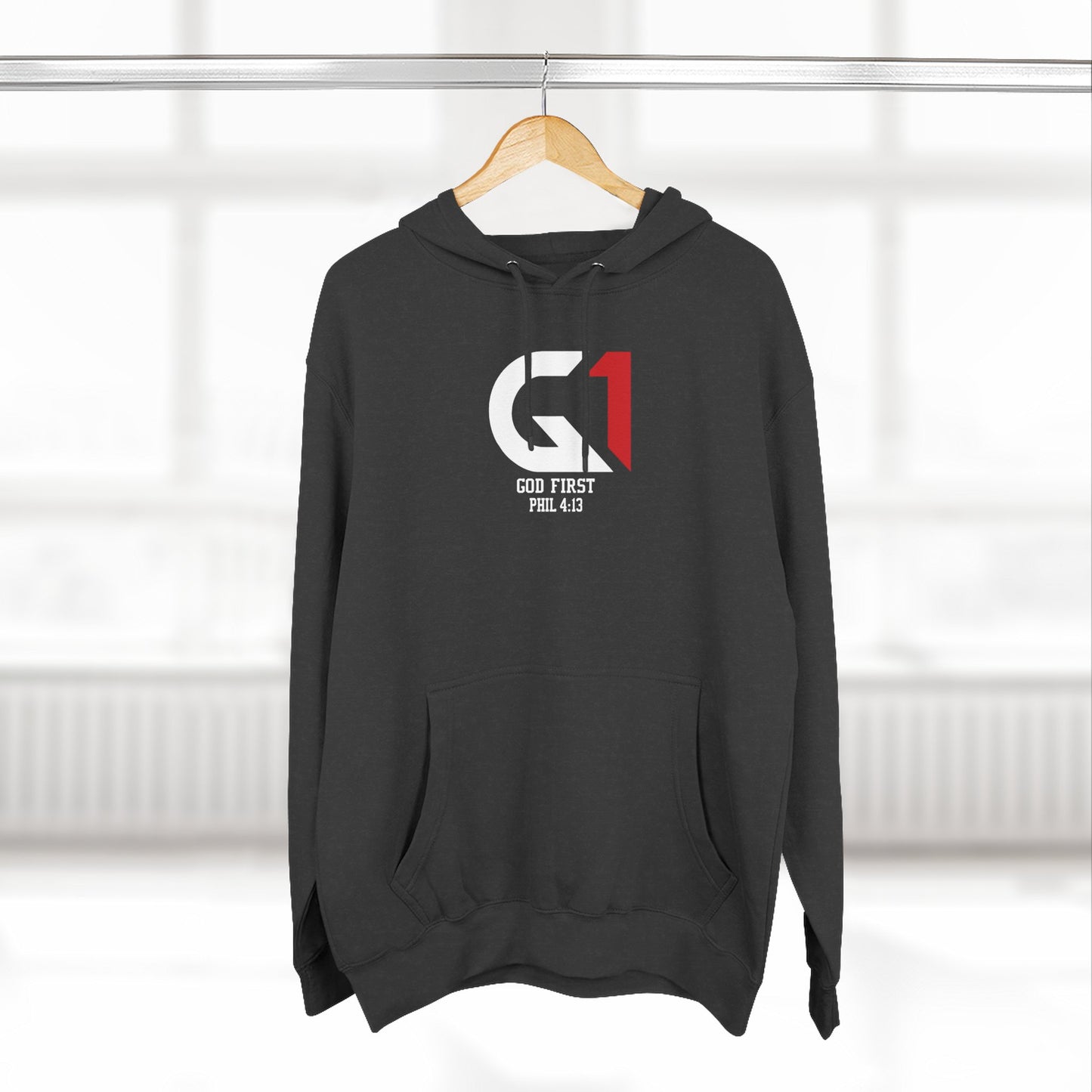 Inspirational God First Hoodie, Fleece Sweatshirt, Casual Streetwear, Gift for Believers, Comfy Layering Piece