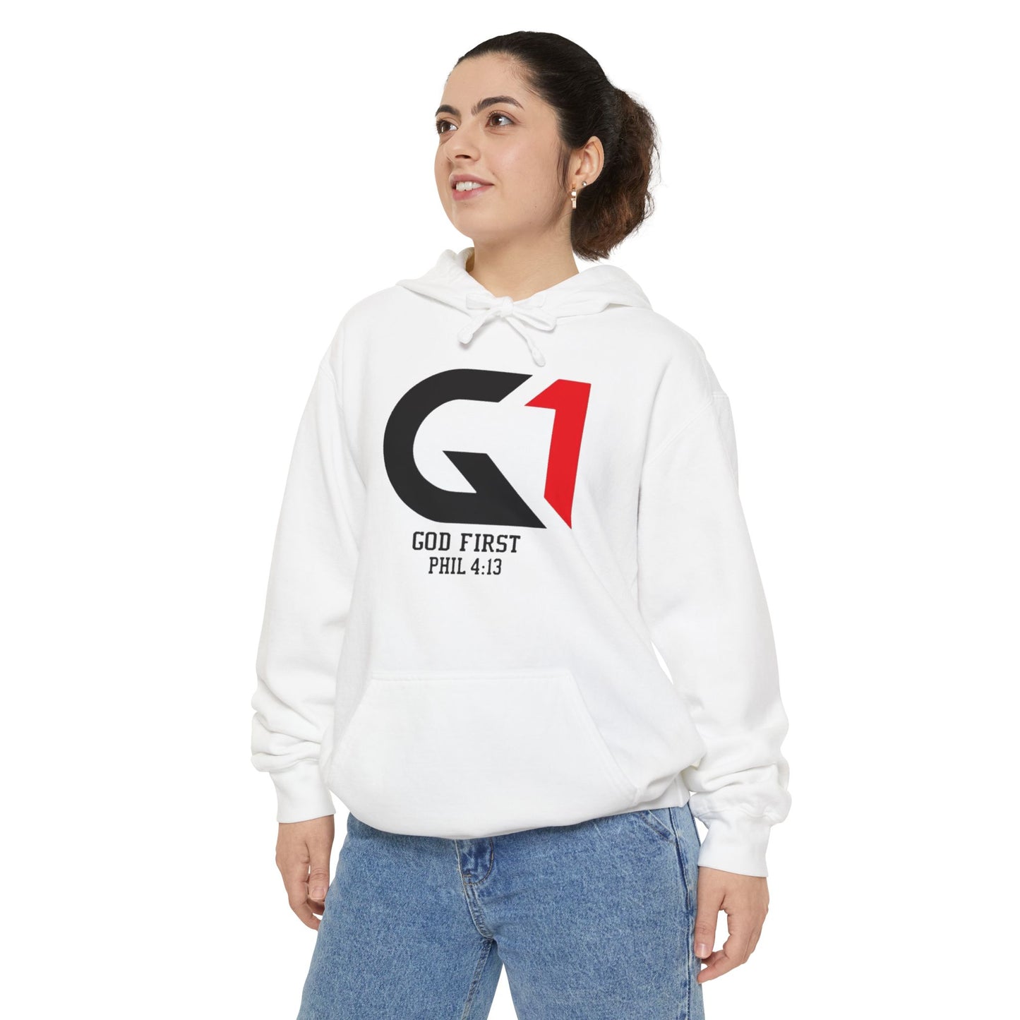 Inspirational God First Hoodie, Unisex Spiritual Sweatshirt for Faith Lovers, Gift for Youth Group Events, Casual Church