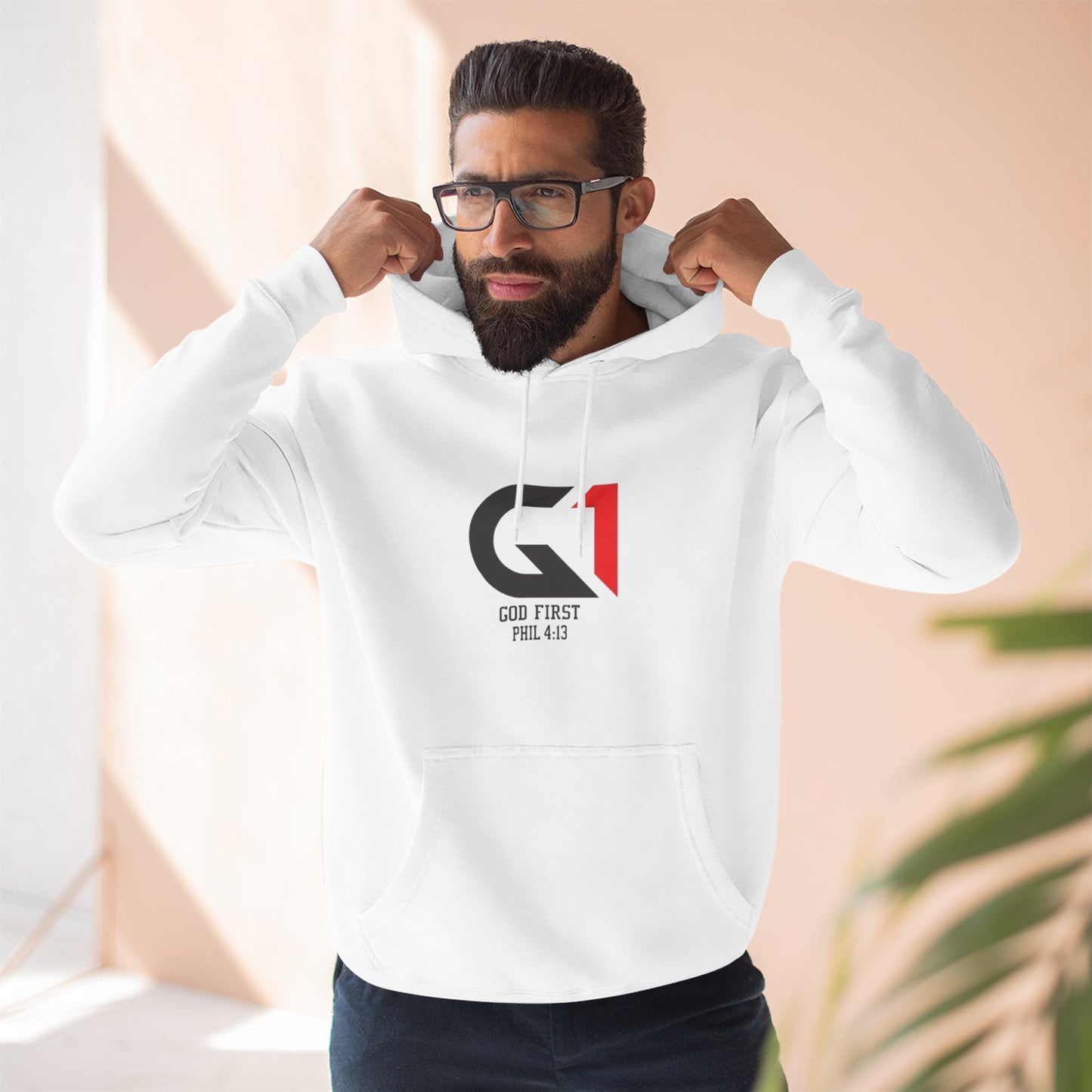God First Three-Panel Fleece Hoodie - Casual Wear, Inspirational Sweatshirt, Soft Pullover, Faith-Based Apparel, Religious
