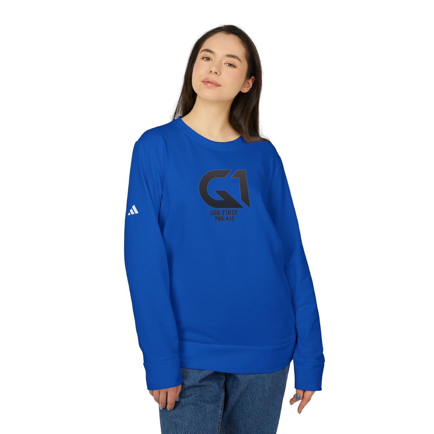 Unisex Fleece Crewneck Sweatshirt - God First, Faith Apparel, Comfort Wear, Inspirational Gift, Casual Fashion