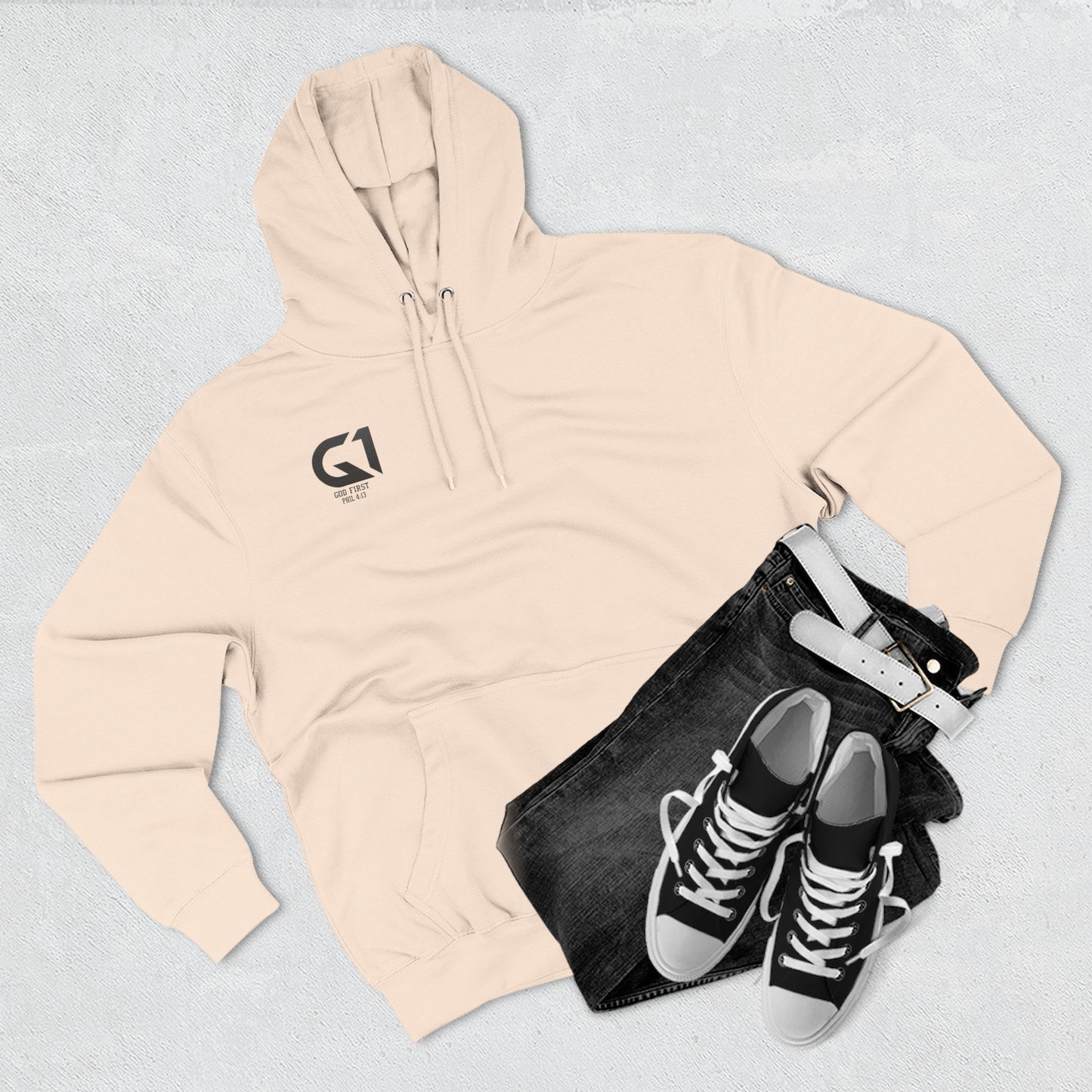 Inspirational Three-Panel Fleece Hoodie, Motivational Sweatshirt, Faith-Based Apparel, Casual Christian Wear, Gift for Him/Her