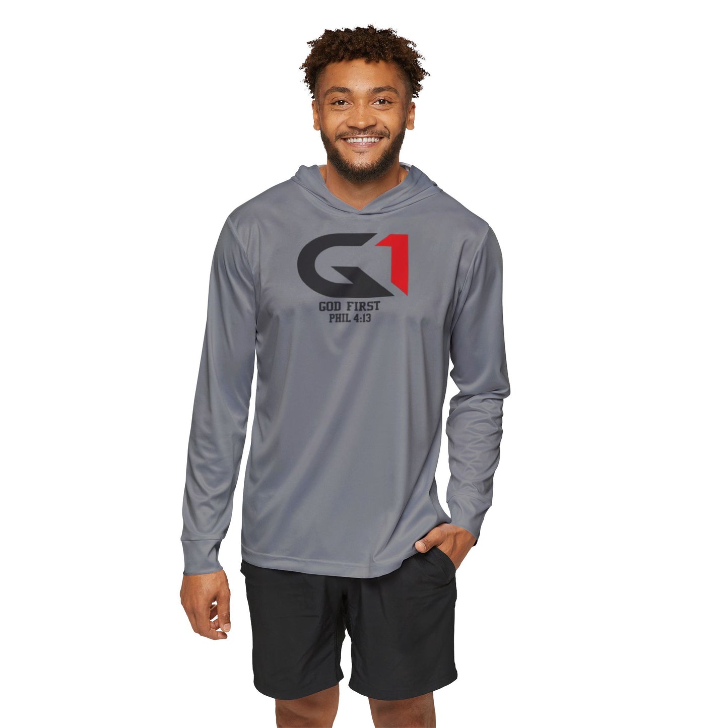 Men's Sports Hoodie | God First AOP Design, Athletic Apparel, Motivational Hoodie, Gift for Athletes, workout gear, Faith-Based Clothing