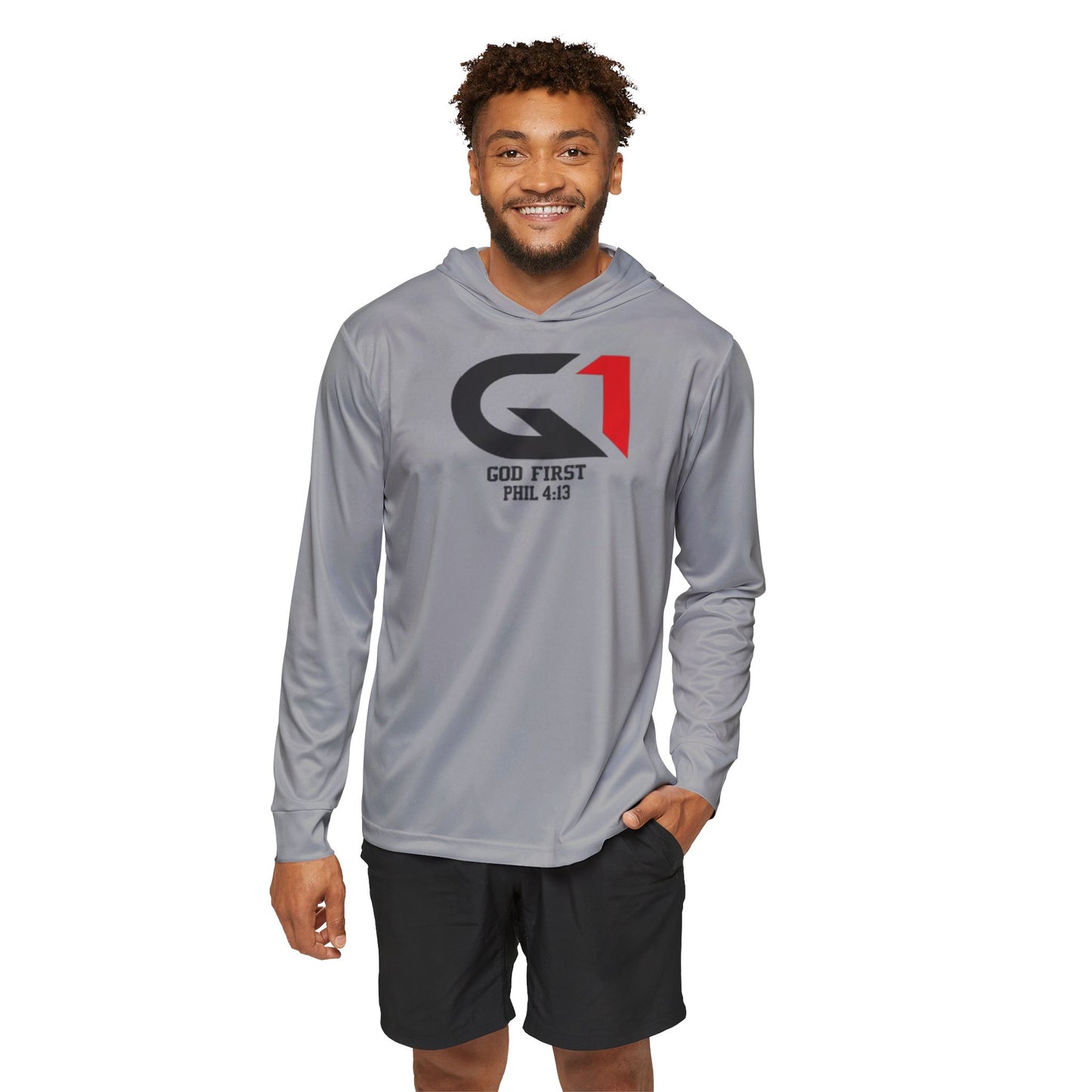 Men's Motivational Sports Hoodie - God First Phil 4:13, Activewear, Fitness Wear, Sports Apparel, Gym Hoodie, Inspirational Clothing