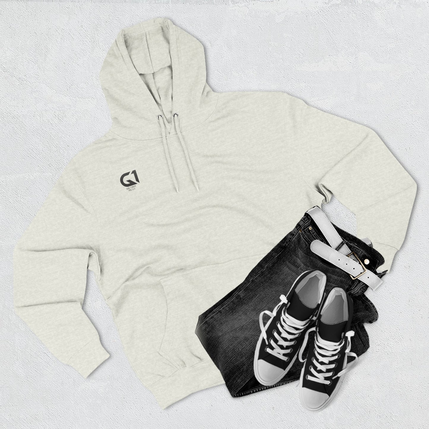 Inspirational Three-Panel Fleece Hoodie, Motivational Sweatshirt, Faith-Based Apparel, Casual Christian Wear, Gift for Him/Her