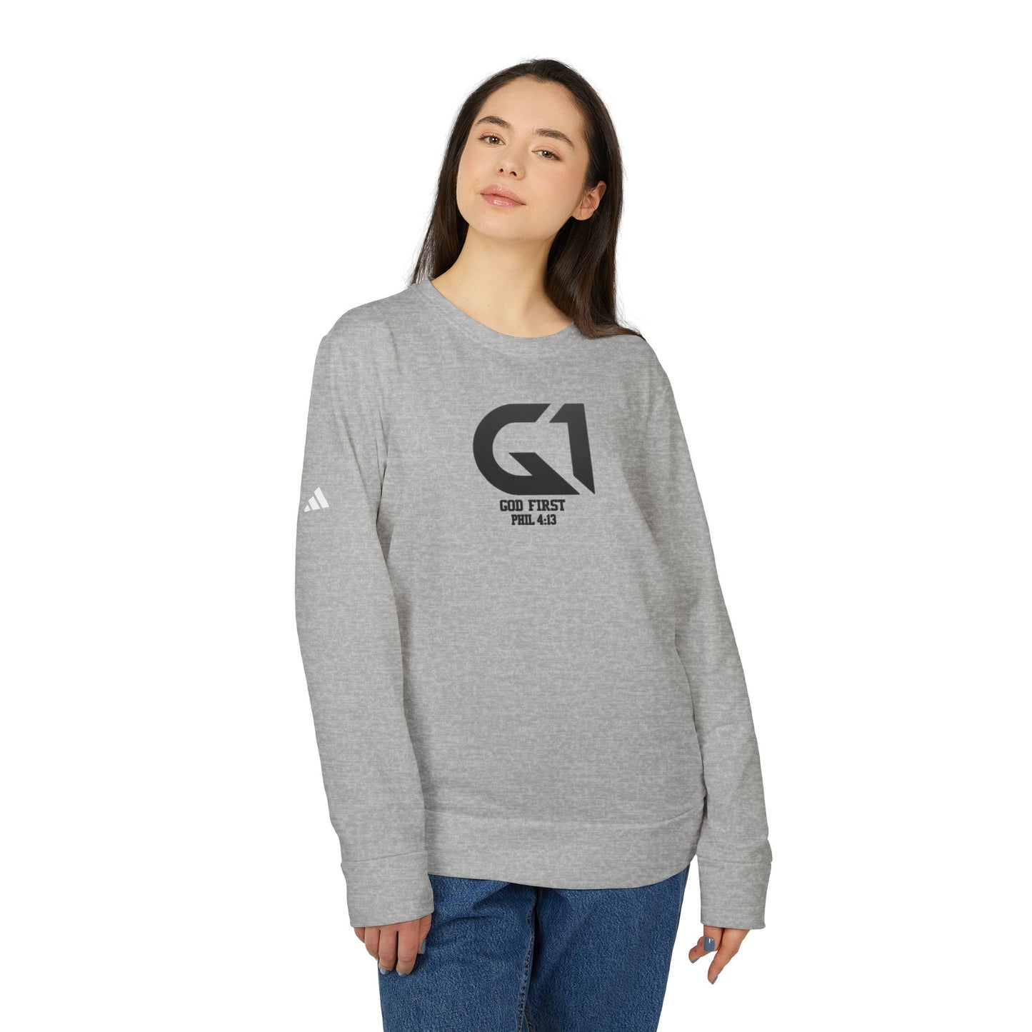 Unisex Fleece Crewneck Sweatshirt - God First, Faith Apparel, Comfort Wear, Inspirational Gift, Casual Fashion