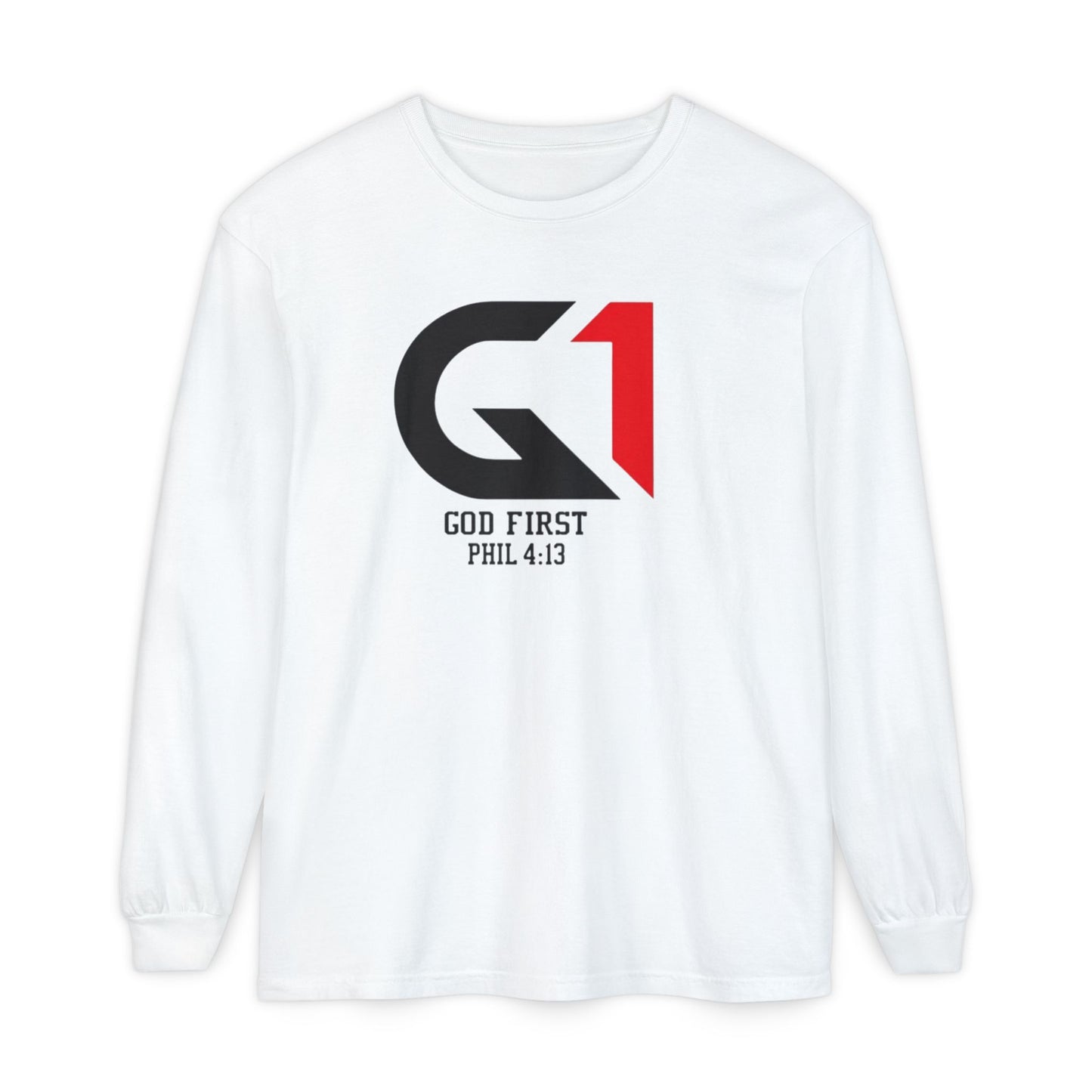 Faith-Inspired Long Sleeve T-Shirt - God First - Perfect for Church, Casual Wear, Gift for Believers, Bible Study,