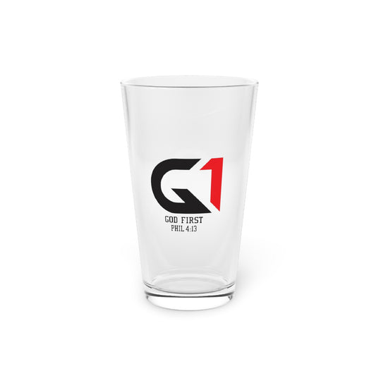 Inspirational 16oz Pint Glass - 'God First' Design, Perfect for Celebrations