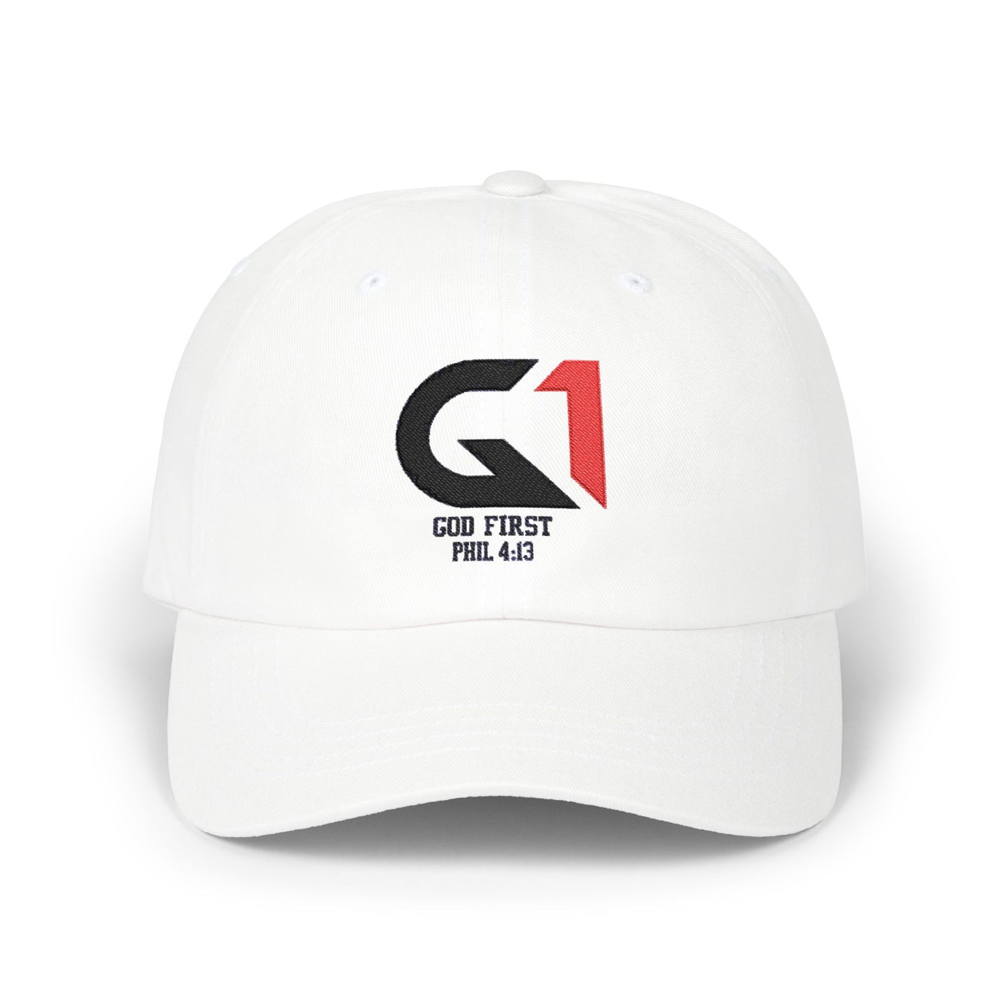 Inspirational Classic Dad Cap - 'God First' with Philippians 4:13