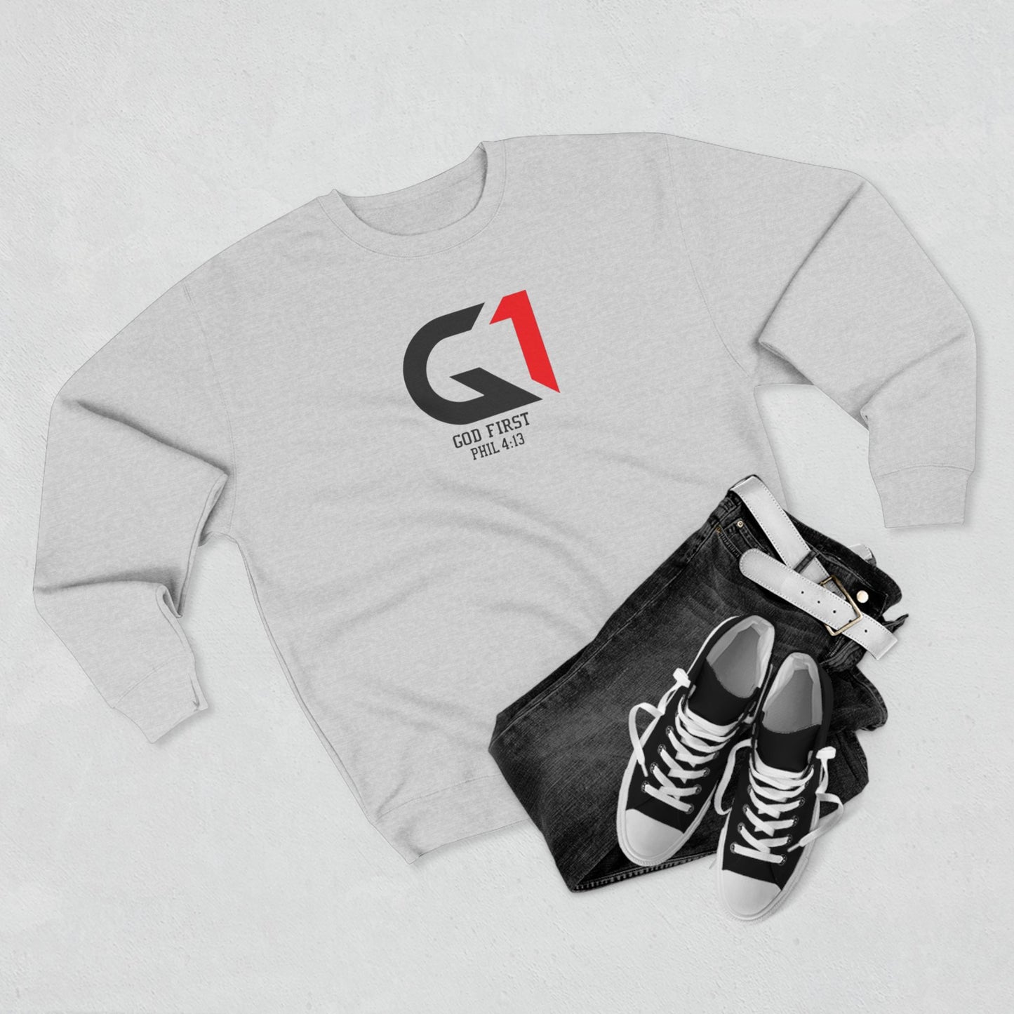 God First Unisex Crewneck Sweatshirt, Faith Apparel, Christian Gift, Inspirational Clothing, Casual Wear, Quote Sweater