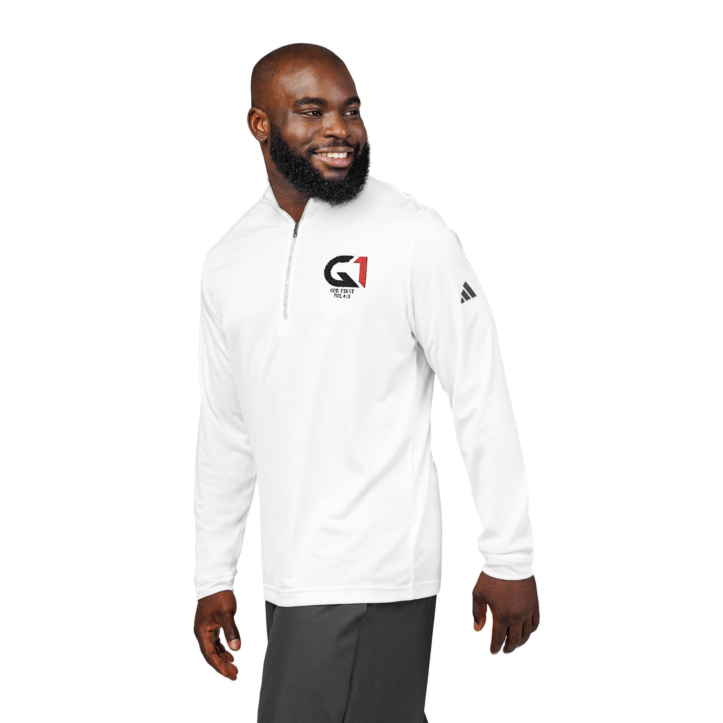 adidas® Embroidered Quarter-Zip Pullover for Active Lifestyle