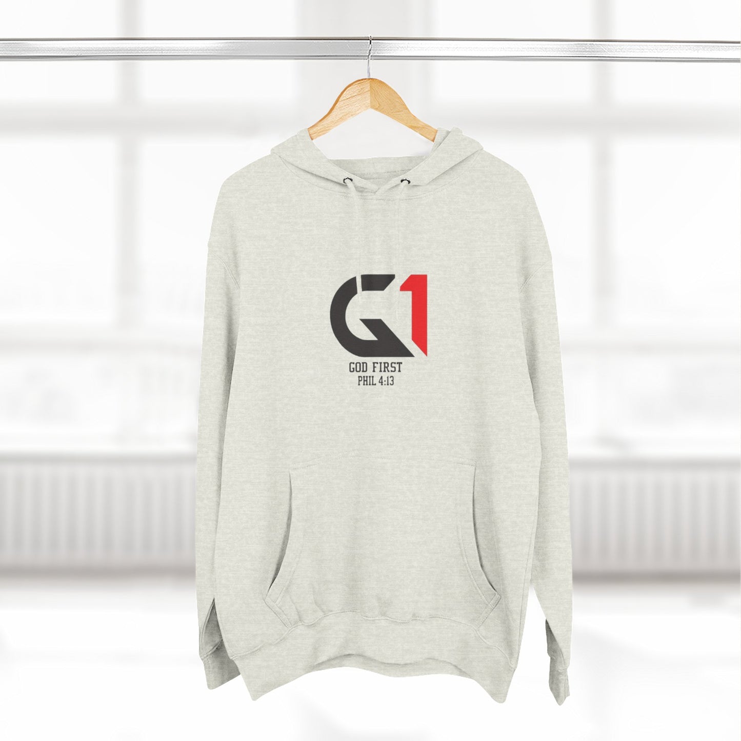God First Three-Panel Fleece Hoodie - Casual Wear, Inspirational Sweatshirt, Soft Pullover, Faith-Based Apparel, Religious