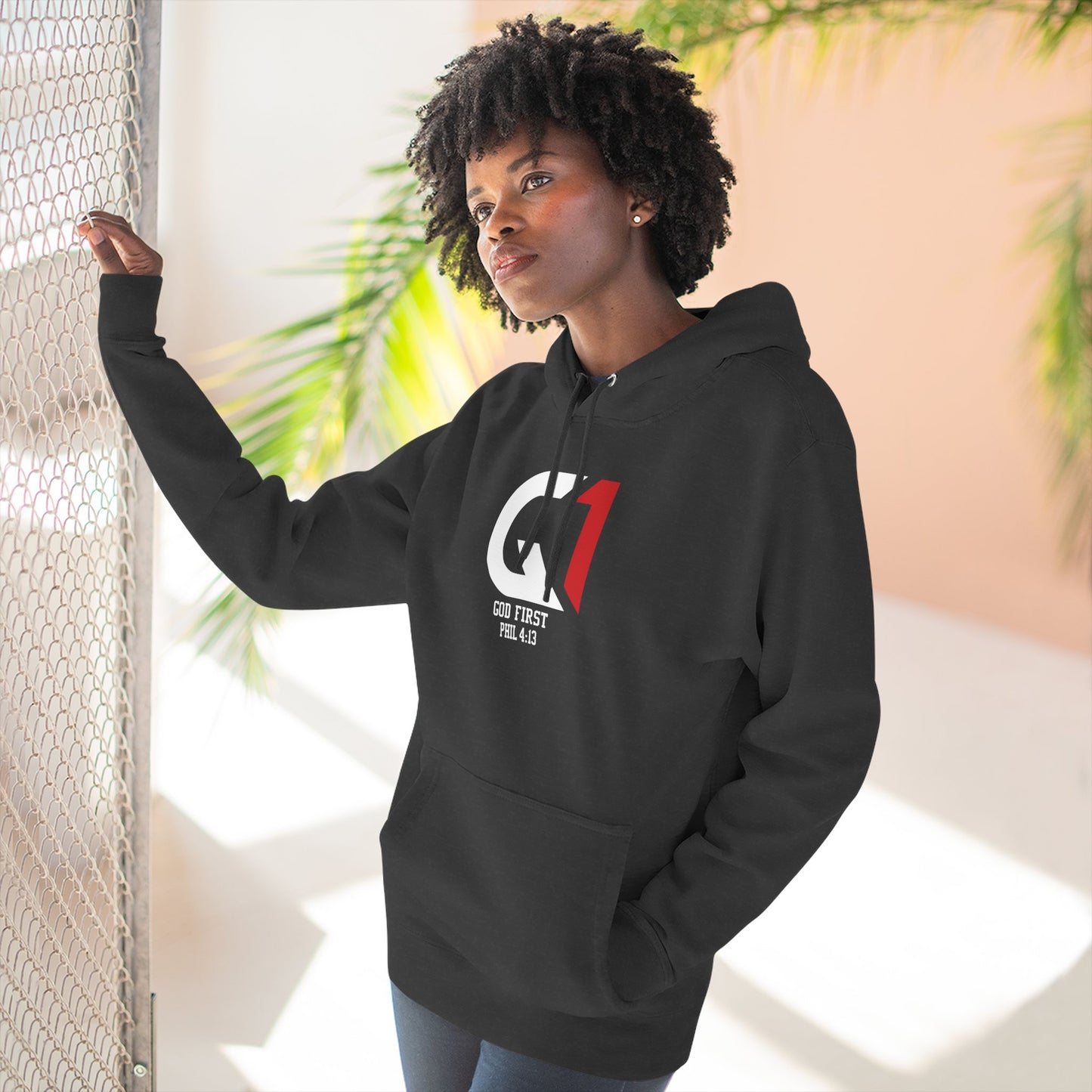 Inspirational God First Hoodie, Fleece Sweatshirt, Casual Streetwear, Gift for Believers, Comfy Layering Piece