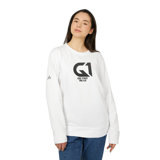 Unisex Fleece Crewneck Sweatshirt - God First, Faith Apparel, Comfort Wear, Inspirational Gift, Casual Fashion