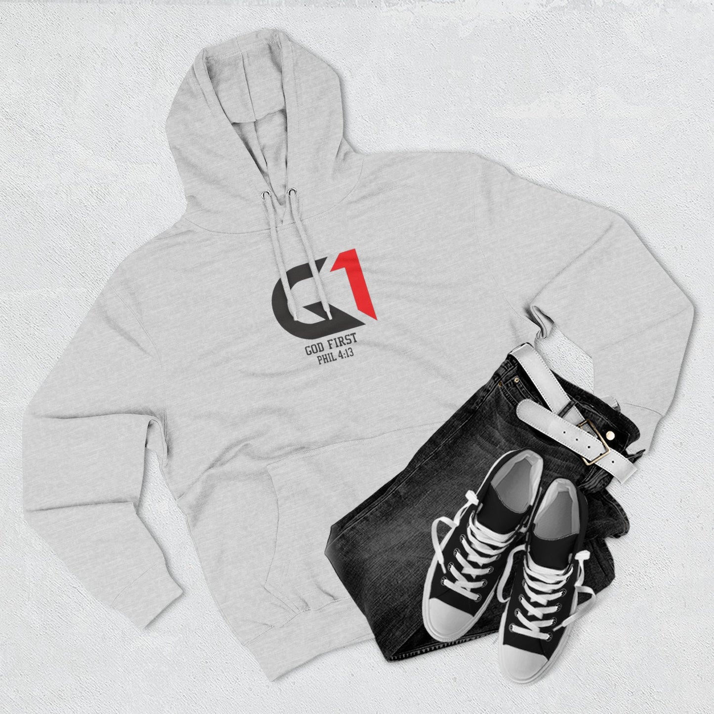 God First Three-Panel Fleece Hoodie - Casual Wear, Inspirational Sweatshirt, Soft Pullover, Faith-Based Apparel, Religious