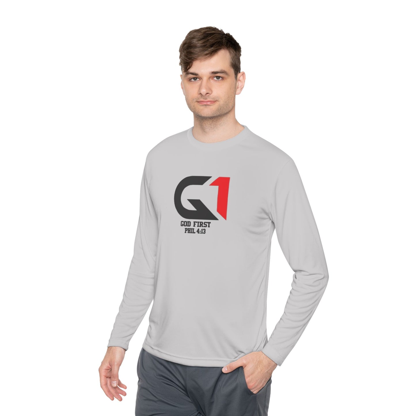 "God First" Unisex Lightweight Long Sleeve Tee - Perfect for Casual Wear, Gym, Gifts, and Everyday Comfort
