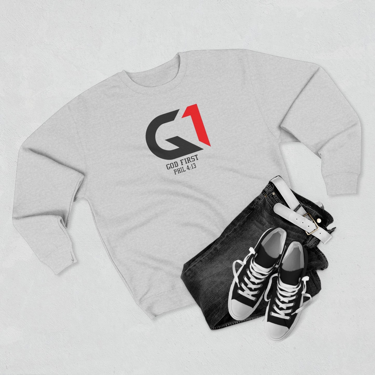 God First Unisex Crewneck Sweatshirt, Faith Apparel, Christian Gift, Inspirational Clothing, Casual Wear, Quote Sweater