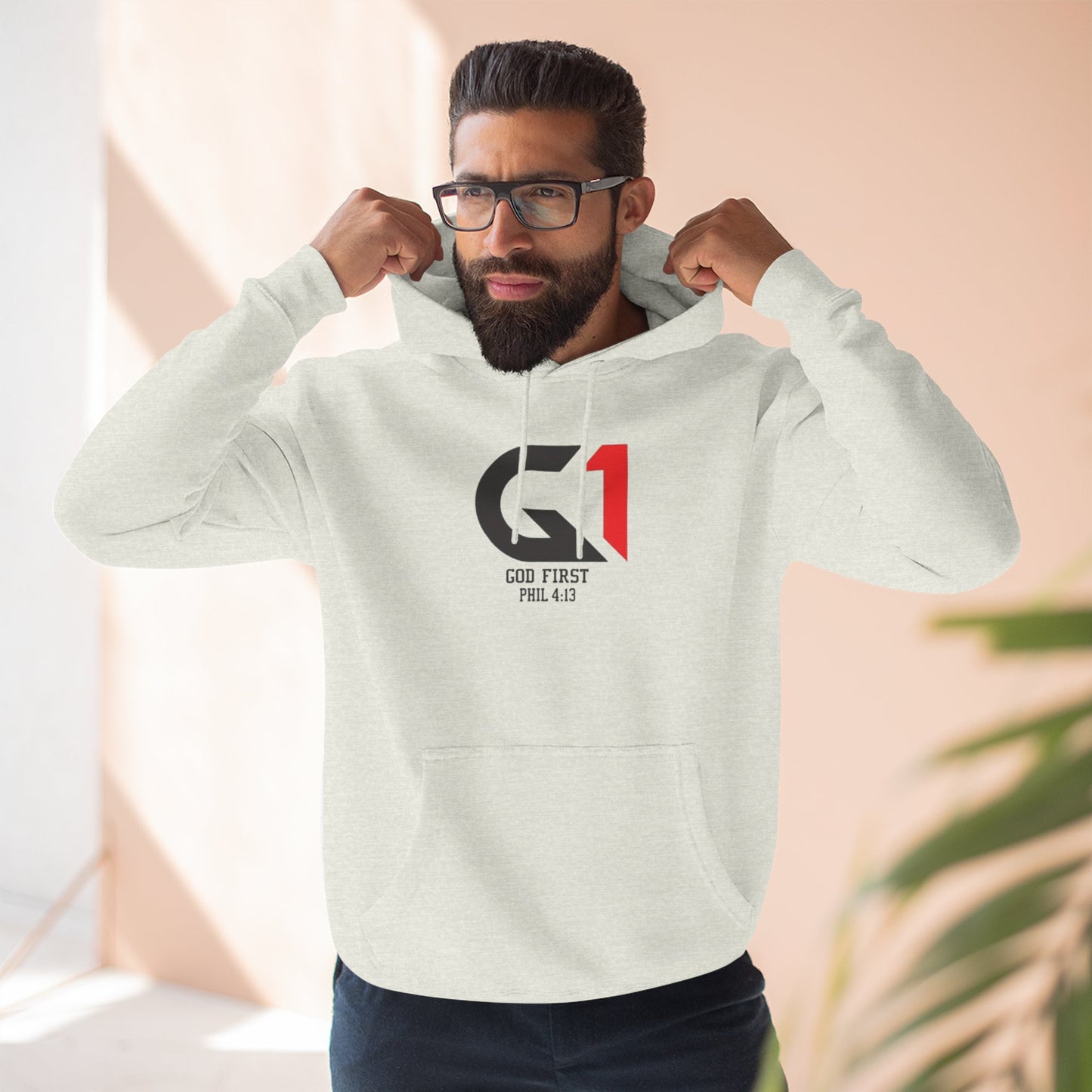 God First Three-Panel Fleece Hoodie - Casual Wear, Inspirational Sweatshirt, Soft Pullover, Faith-Based Apparel, Religious
