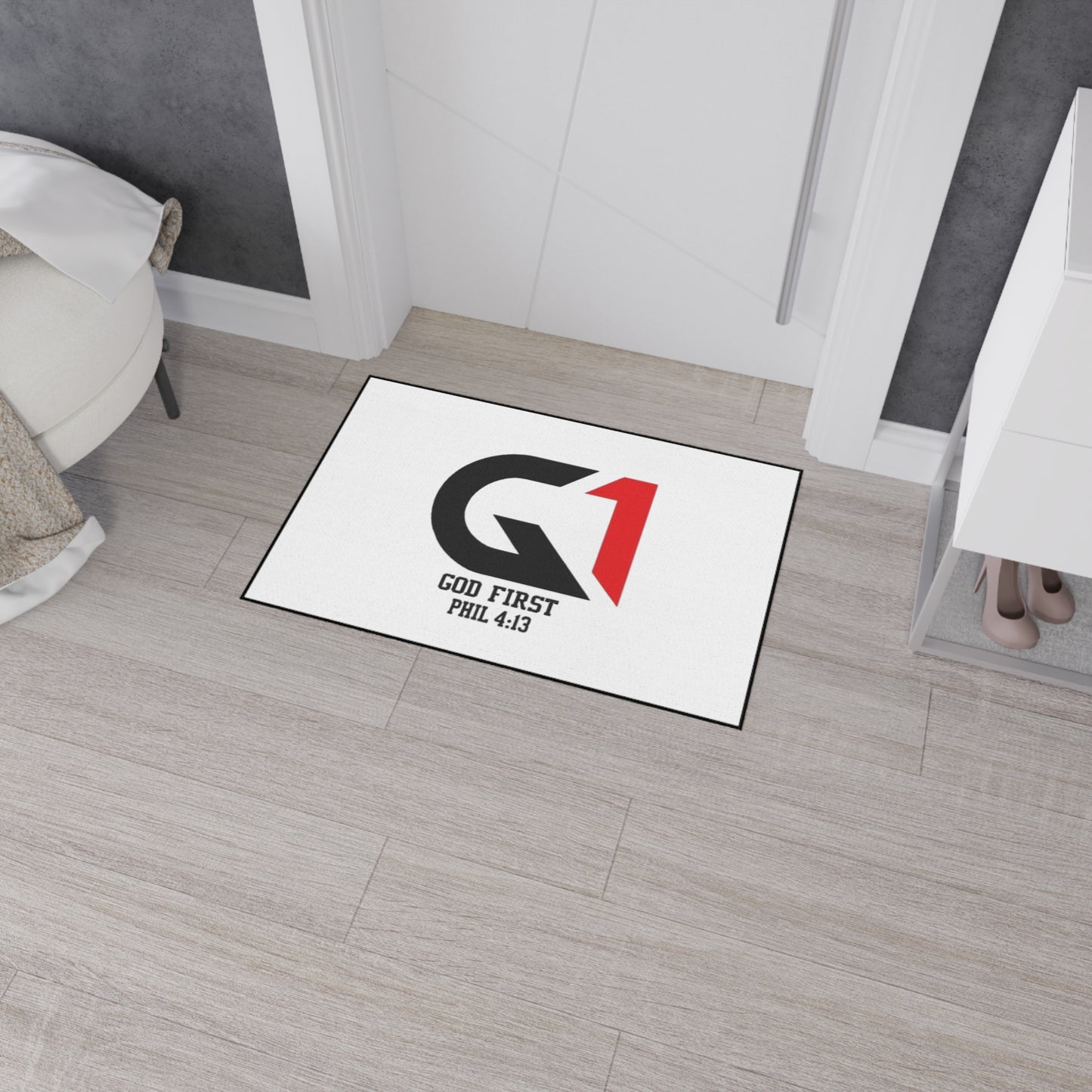 Inspirational Heavy Duty Floor Mat - Non-Slip Rug for Entryway, Gym, or Home Decor - 'God First' Design - Motivational Gift, Christian [...]