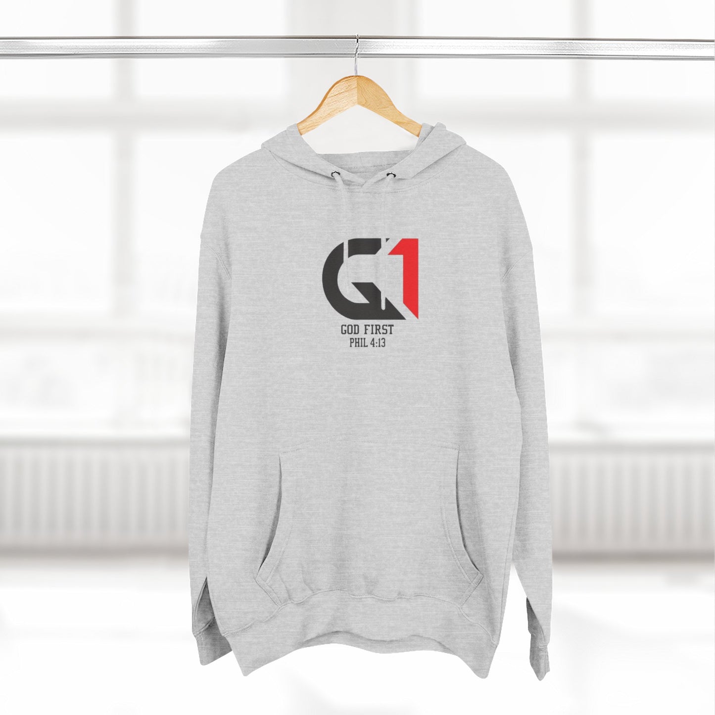 God First Three-Panel Fleece Hoodie - Casual Wear, Inspirational Sweatshirt, Soft Pullover, Faith-Based Apparel, Religious