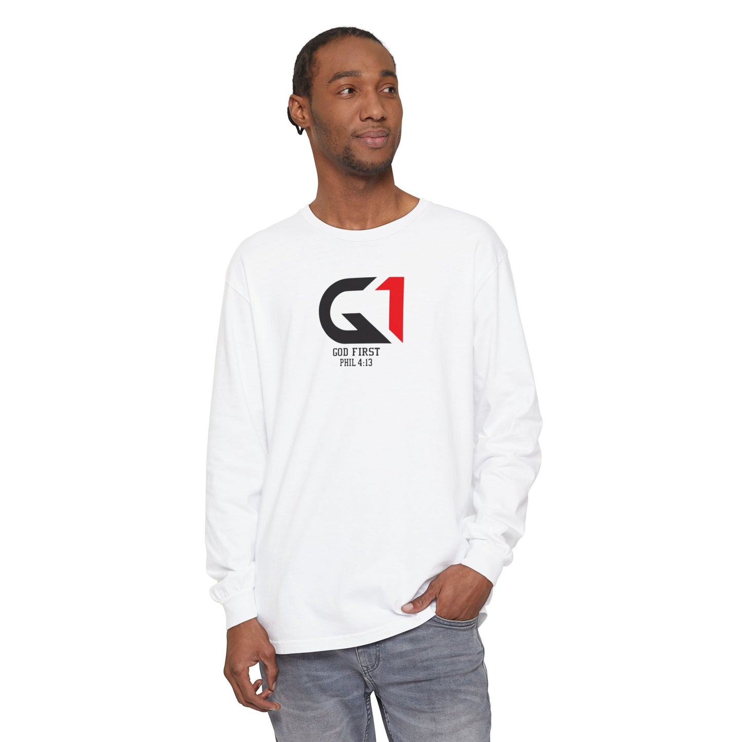 Faith-Inspired Long Sleeve T-Shirt - God First - Perfect for Church, Casual Wear, Gift for Believers, Bible Study,