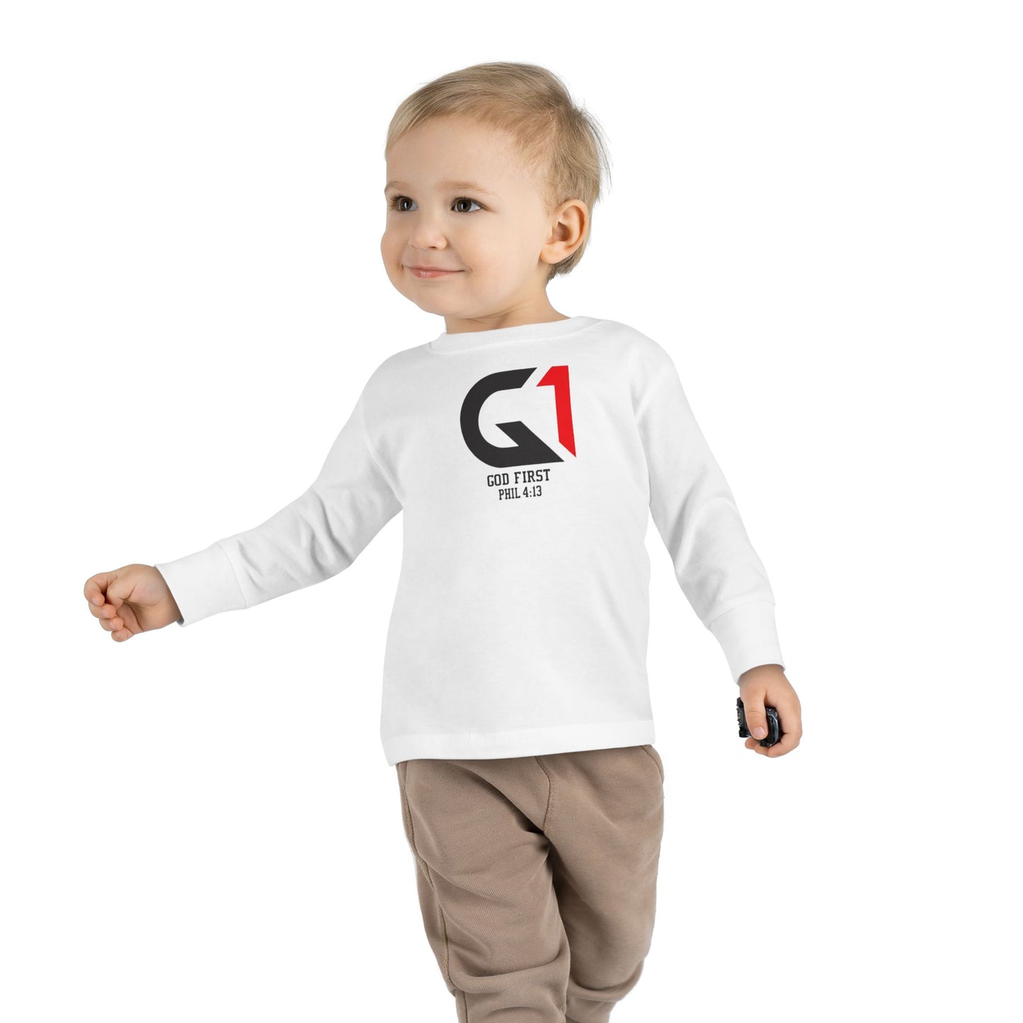 Christian Toddler Long Sleeve Tee, God First Shirt, Kids Faith Apparel, Baby Gift, Inspirational Toddler Outfit