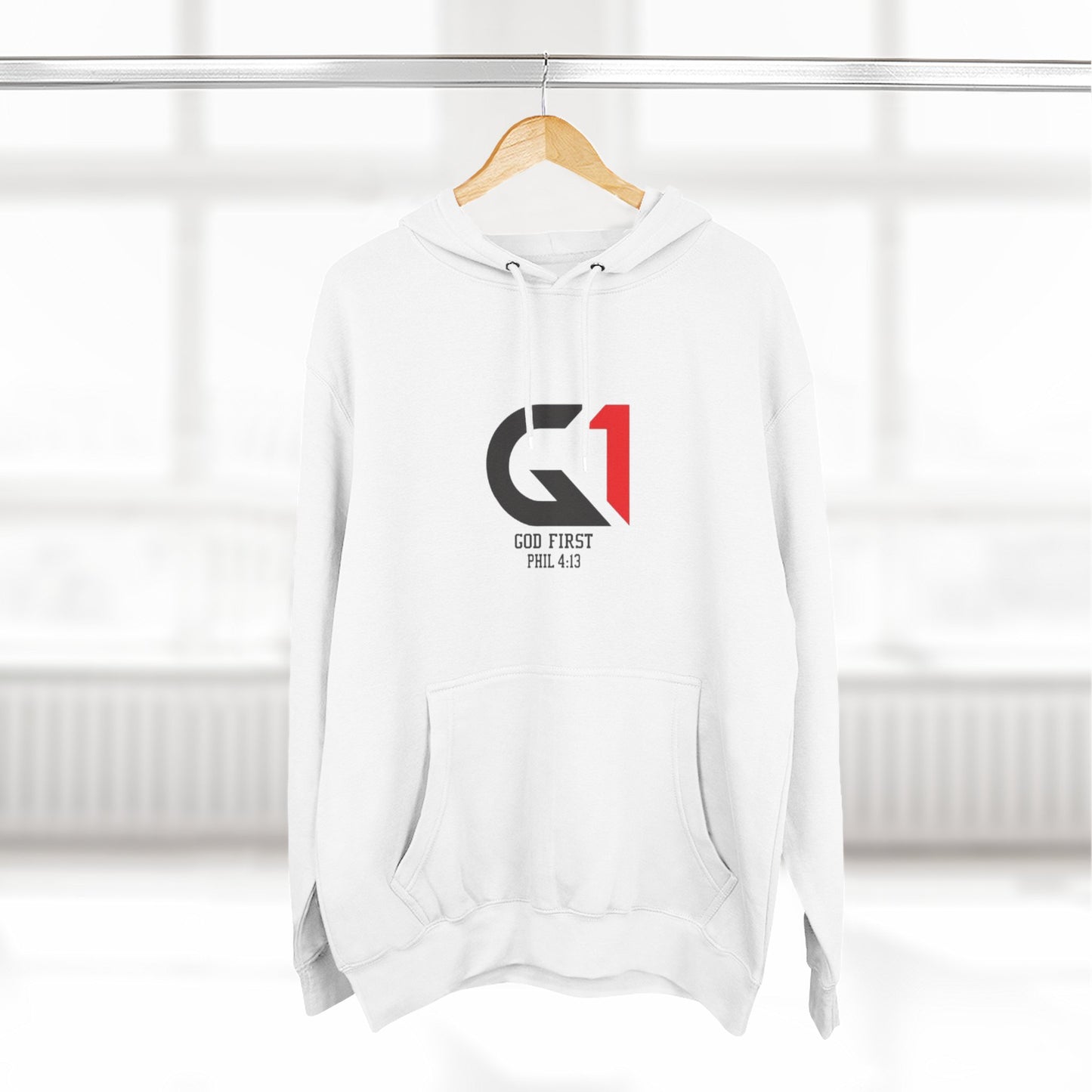 God First Three-Panel Fleece Hoodie - Casual Wear, Inspirational Sweatshirt, Soft Pullover, Faith-Based Apparel, Religious