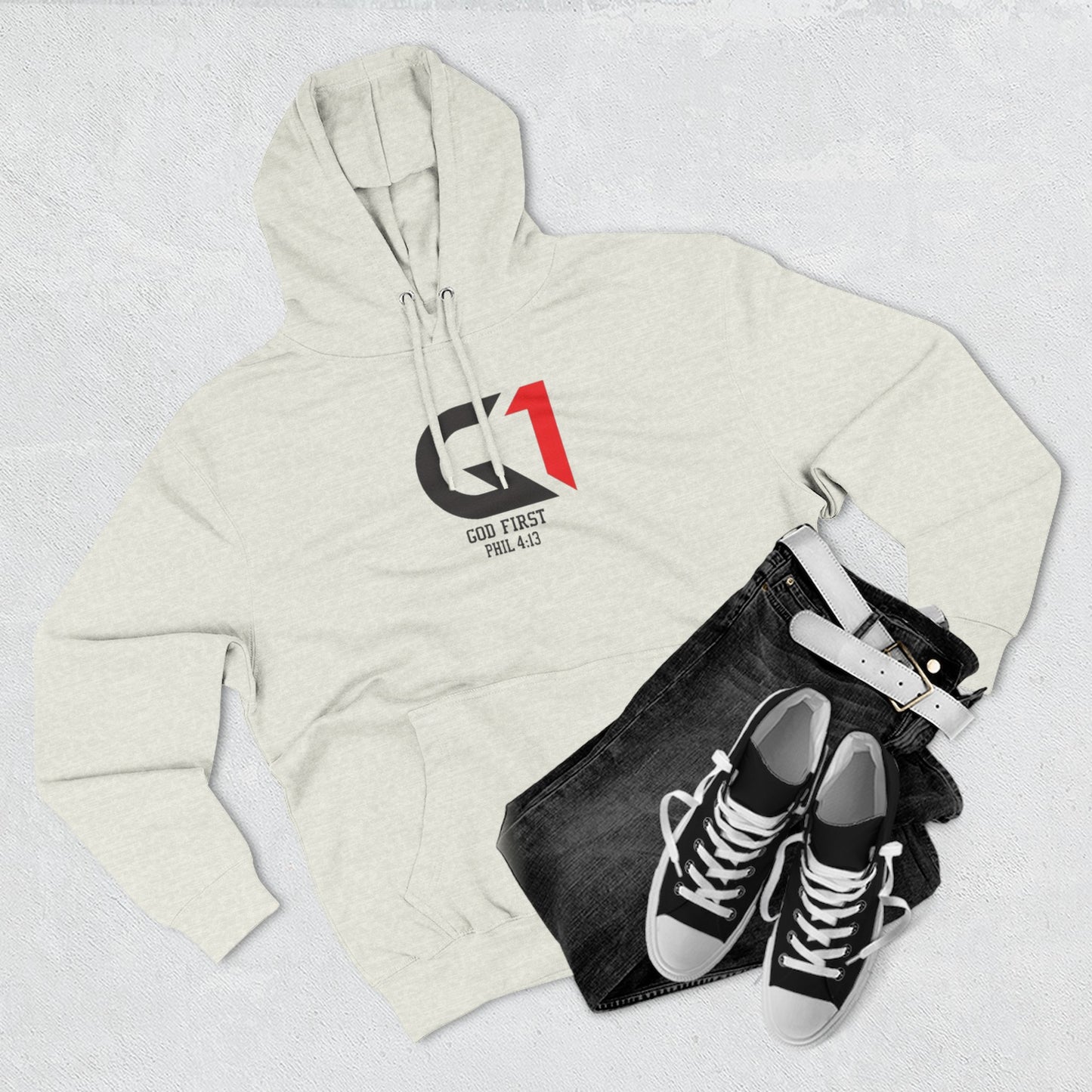 God First Three-Panel Fleece Hoodie - Casual Wear, Inspirational Sweatshirt, Soft Pullover, Faith-Based Apparel, Religious
