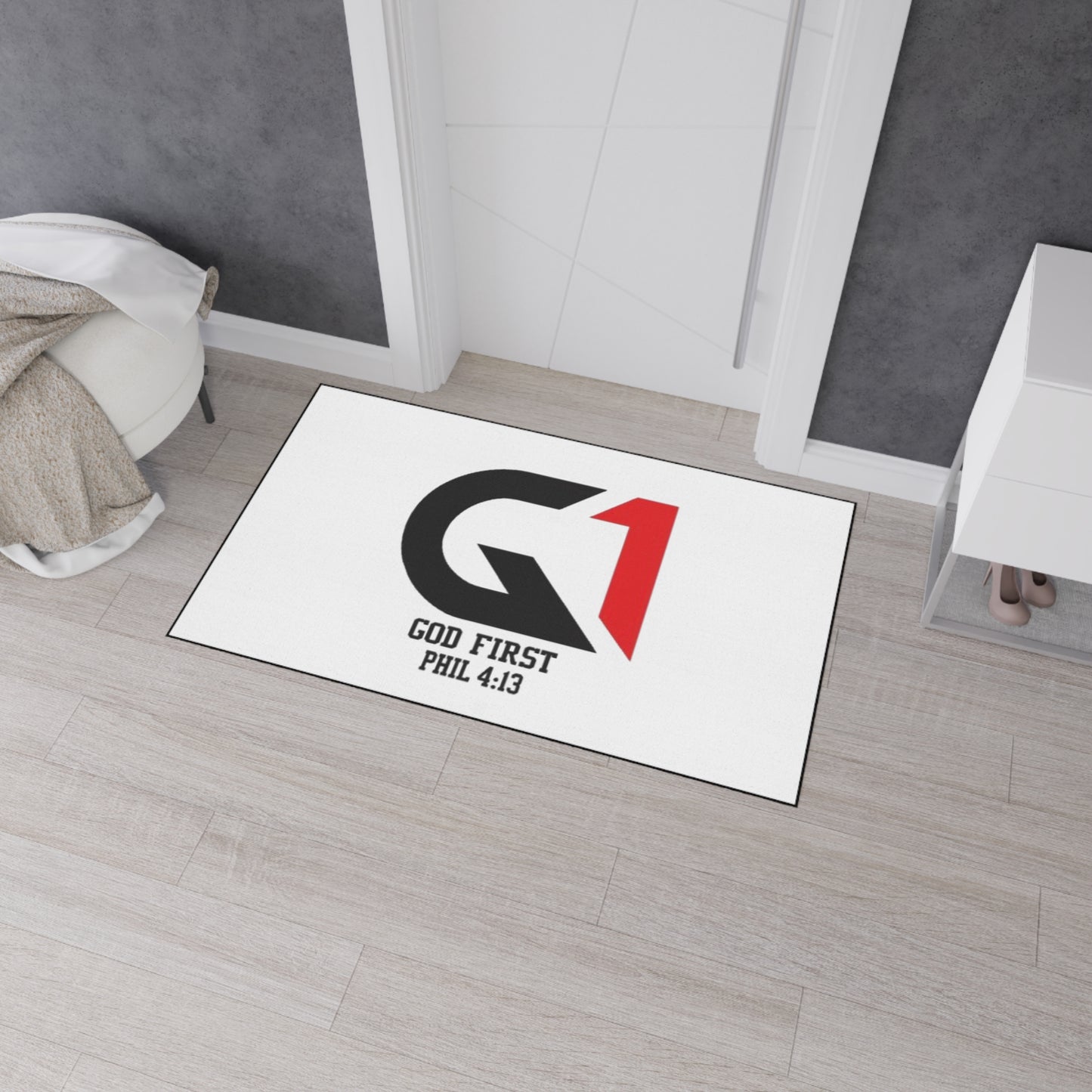 Inspirational Heavy Duty Floor Mat - Non-Slip Rug for Entryway, Gym, or Home Decor - 'God First' Design - Motivational Gift, Christian [...]