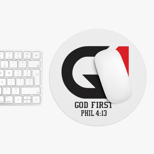 Christian Mouse Pad - God First, Inspirational Desk Decor, Office Gift, Faith-Based Home Office Accessory, Phil 4:13