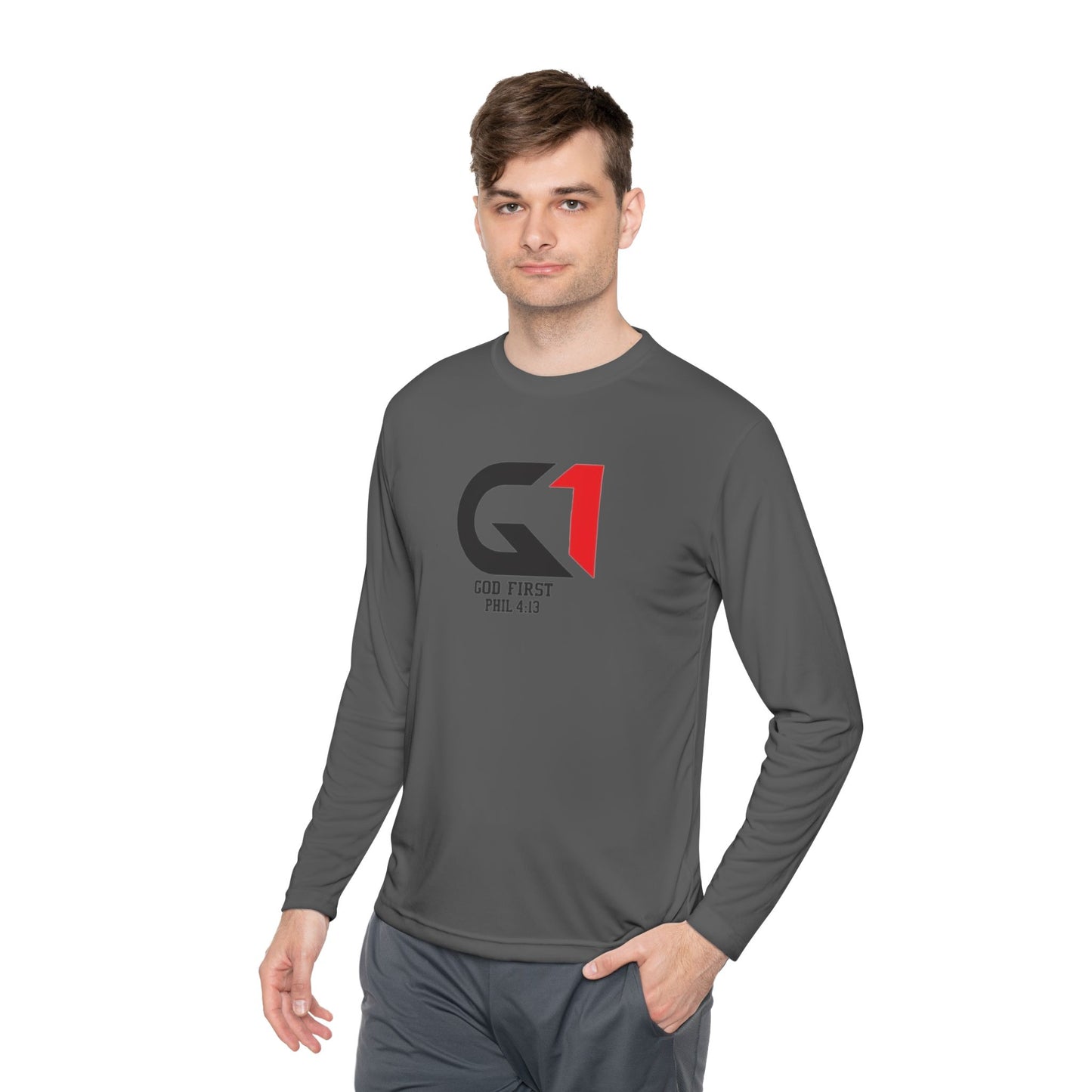 "God First" Unisex Lightweight Long Sleeve Tee - Perfect for Casual Wear, Gym, Gifts, and Everyday Comfort