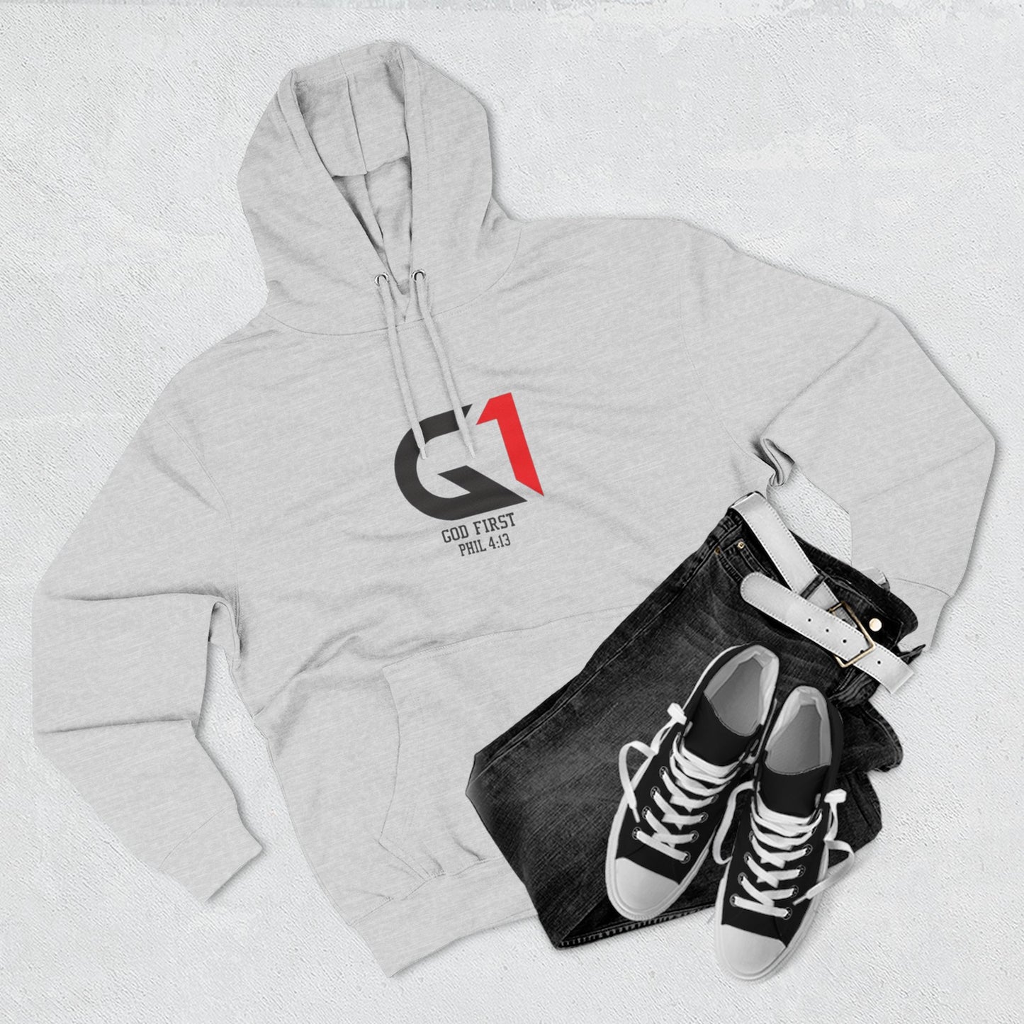 God First Three-Panel Fleece Hoodie - Casual Wear, Inspirational Sweatshirt, Soft Pullover, Faith-Based Apparel, Religious