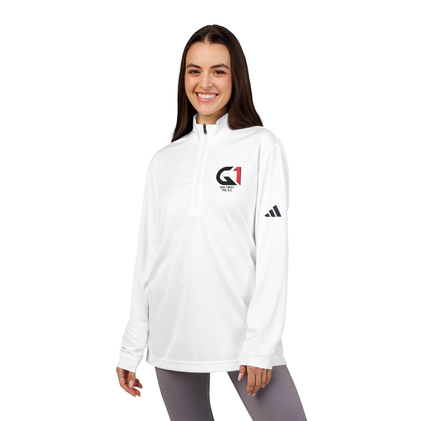 adidas® Embroidered Quarter-Zip Pullover for Active Lifestyle