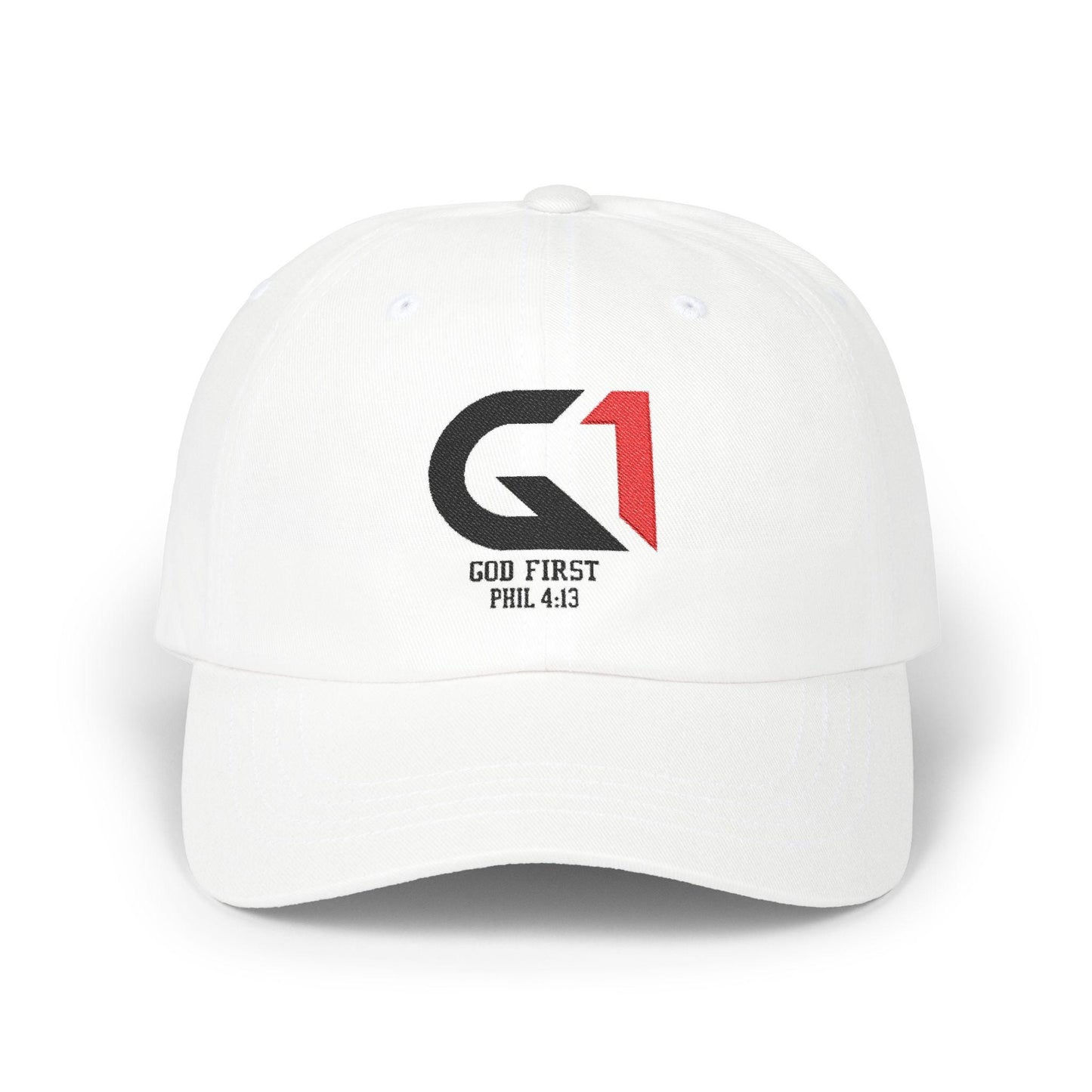 Inspirational Classic Dad Cap - 'God First' with Philippians 4:13